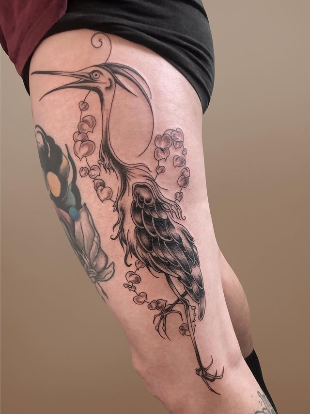 Tatouage Héron lunaire
