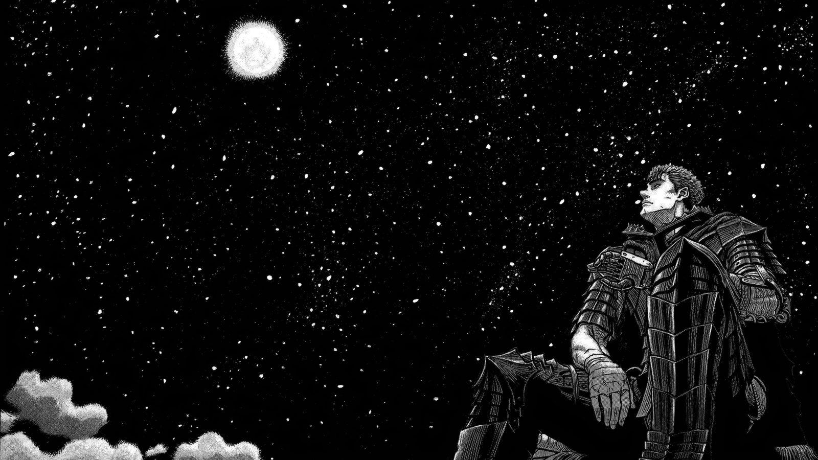 Guts assis sous la lune