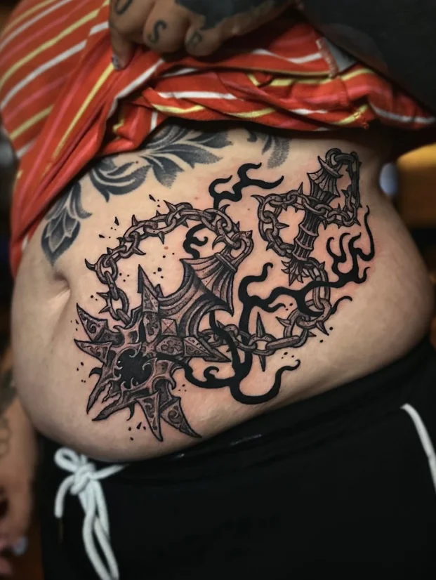 Tattoo cicatrisé I — Blackwork, sur la peau