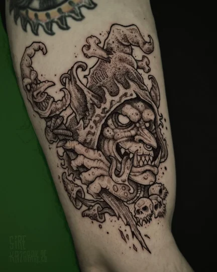 Tattoo cicatrisé VI — Taille-douce, sur la peau