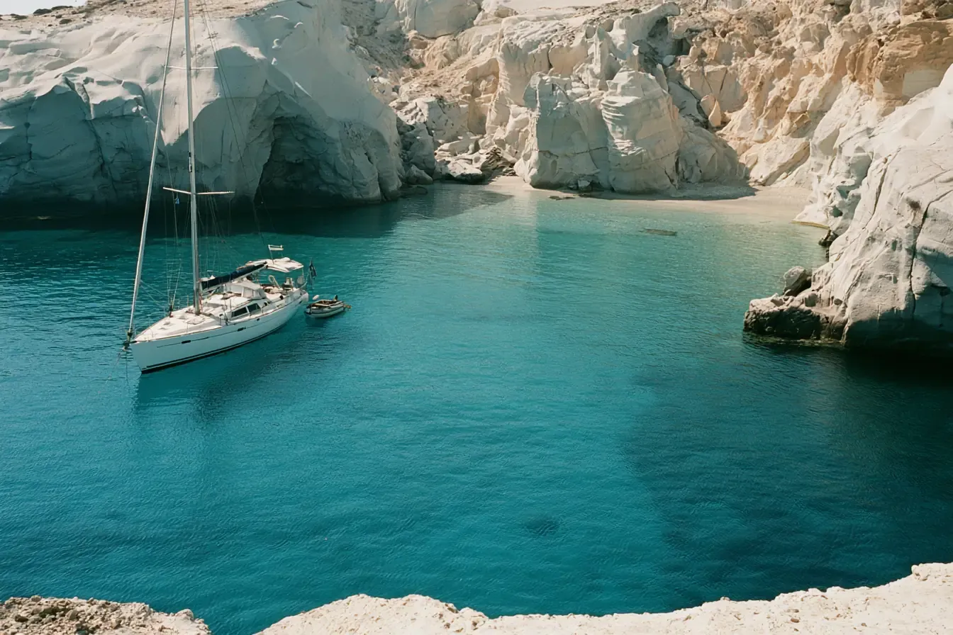 Une crique déserte, accessible par la mer
