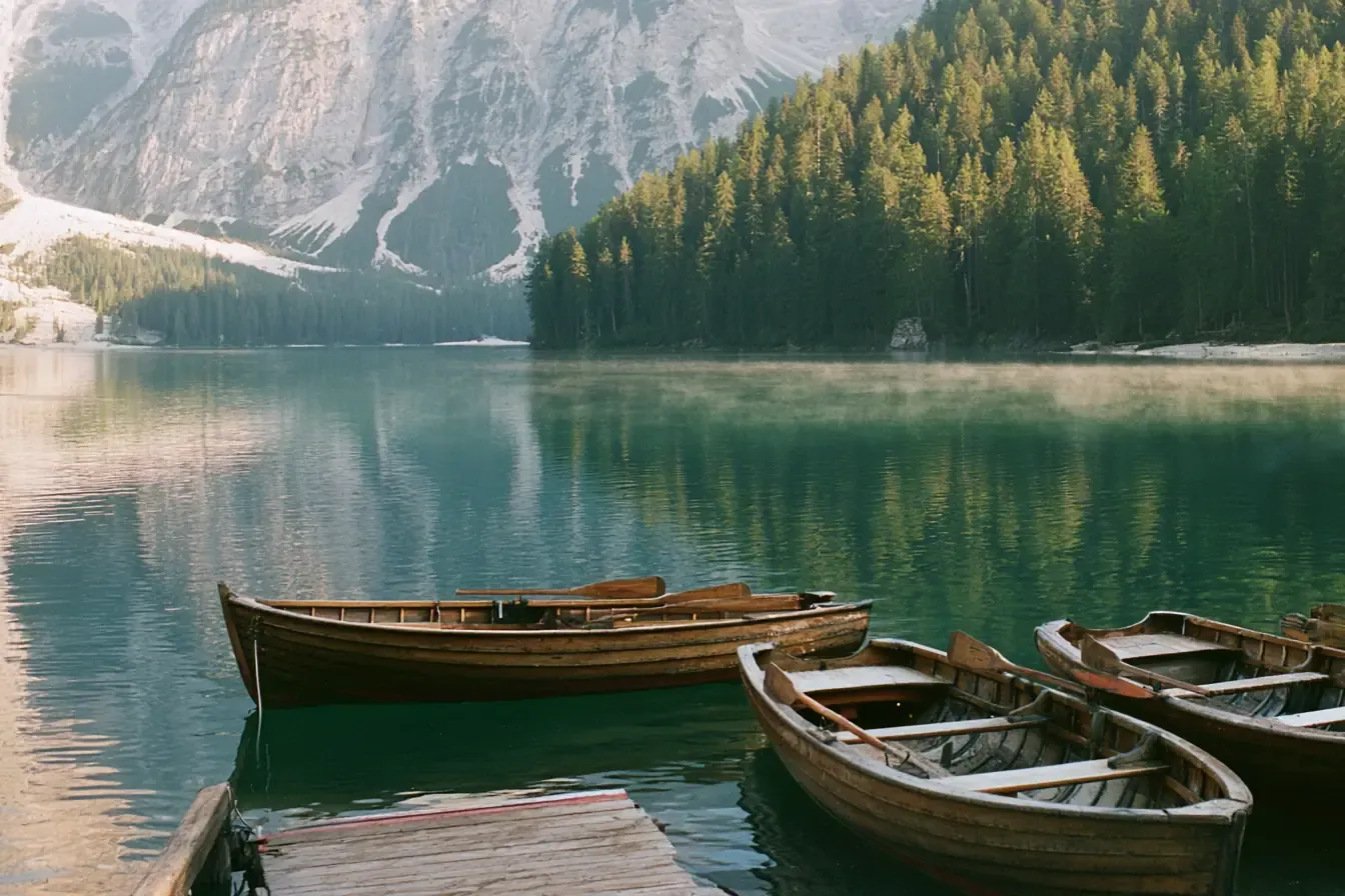 Les barques du lac au petit matin.