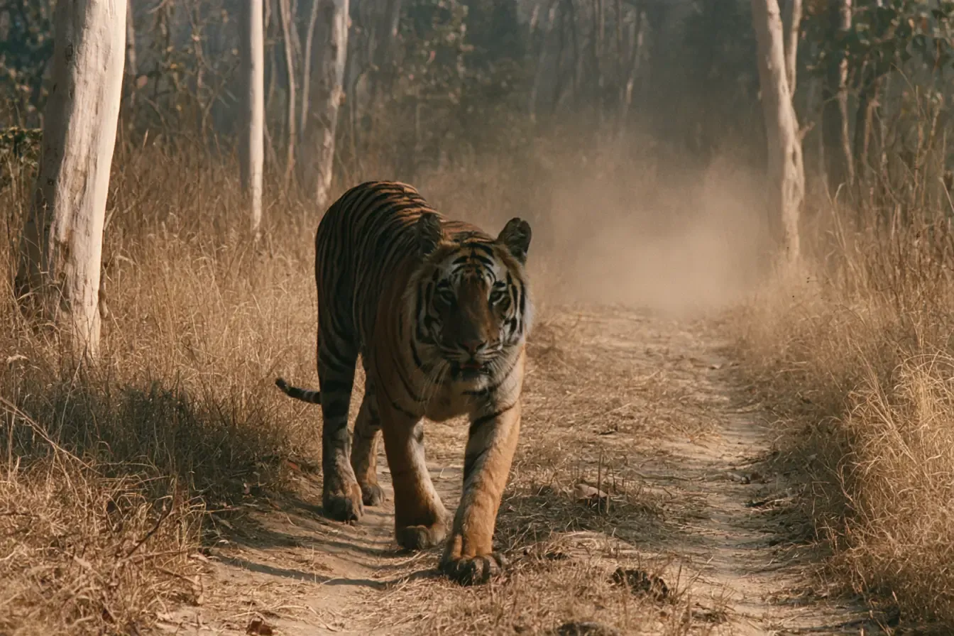 Sur la piste du tigre, au petit matin.