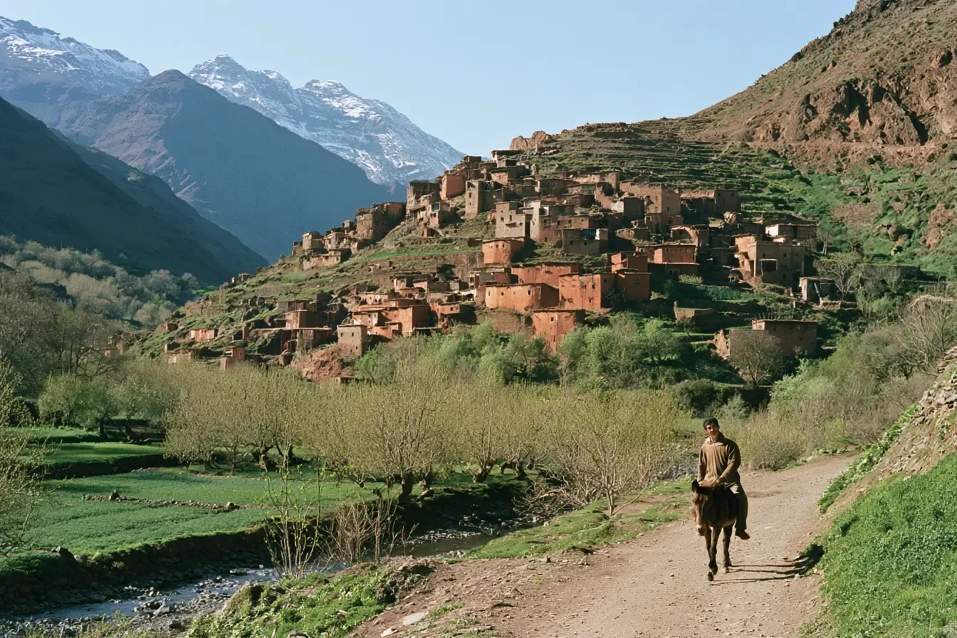 Un village berbère du Haut Atlas au printemps.