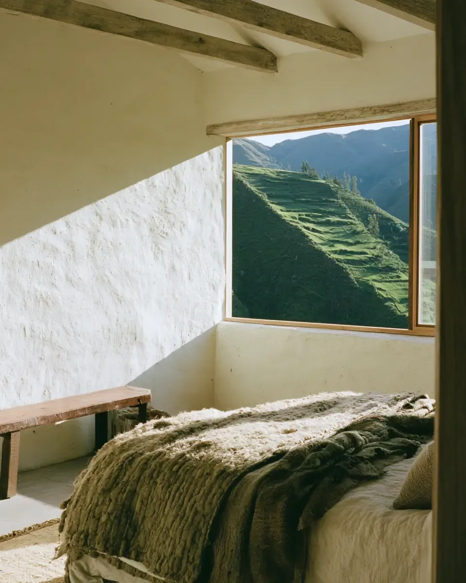Une chambre de lodge face aux terrasses