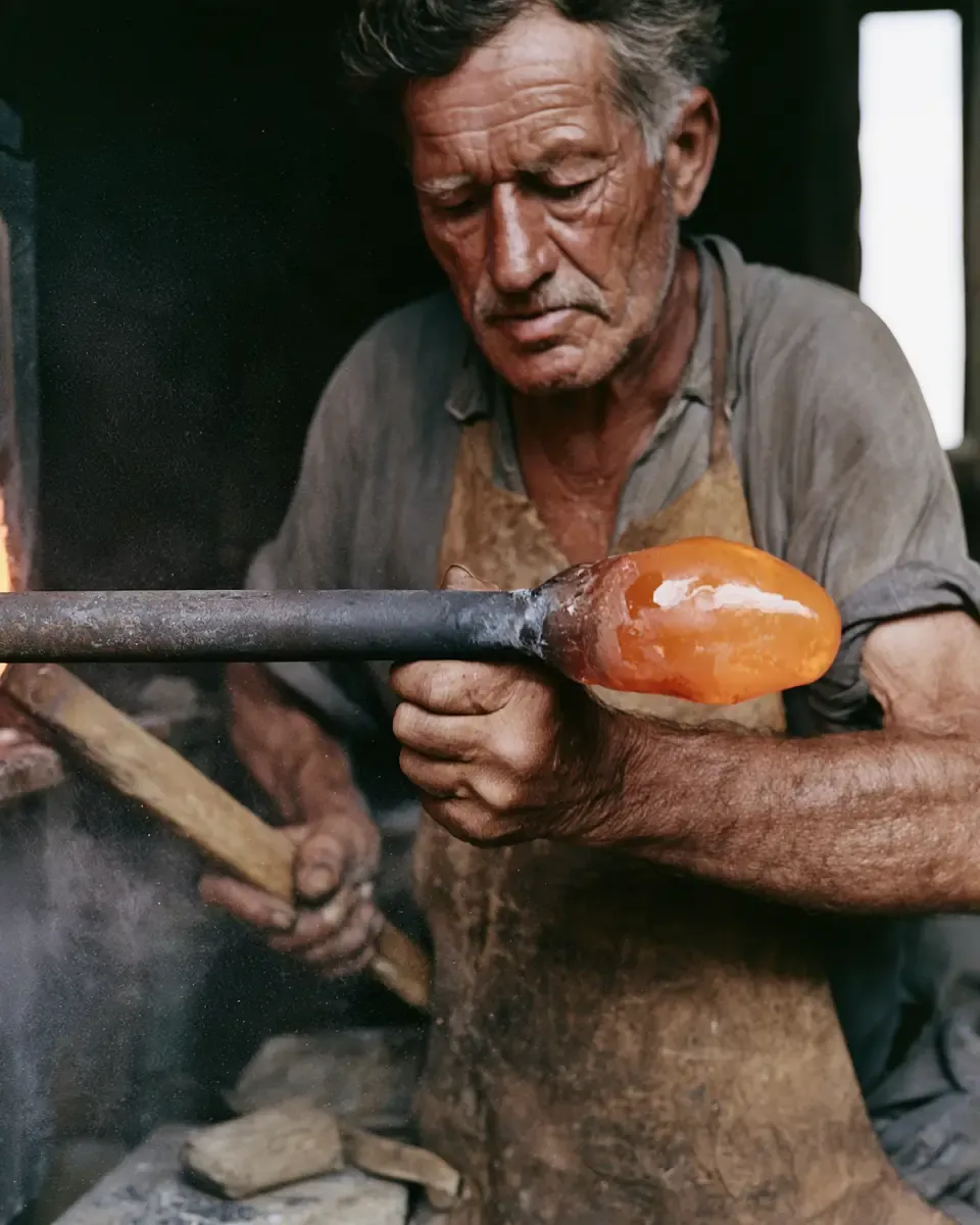 Un maître verrier dans son atelier