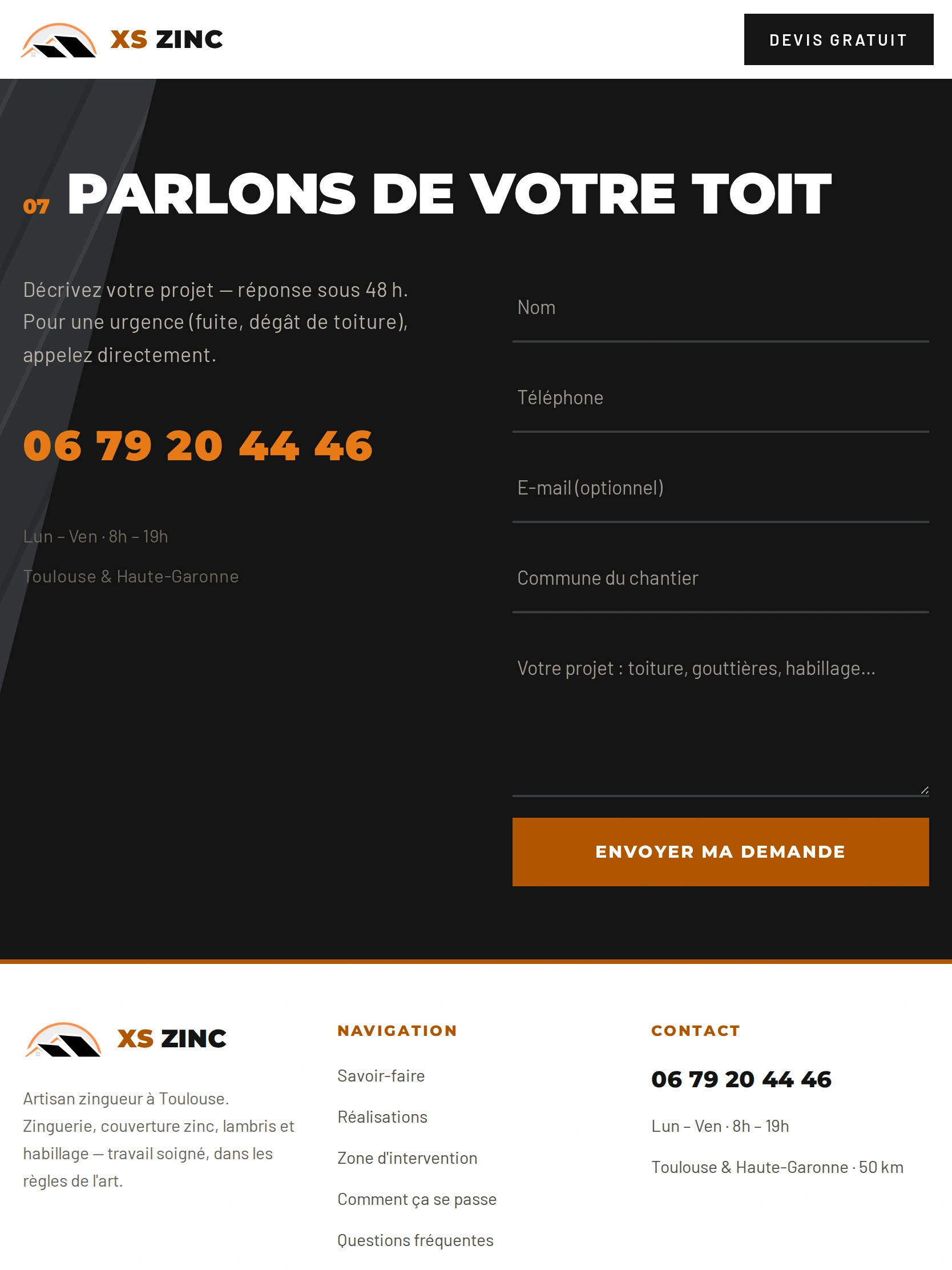 XS Zinc — Parlons de votre toit (tablette)