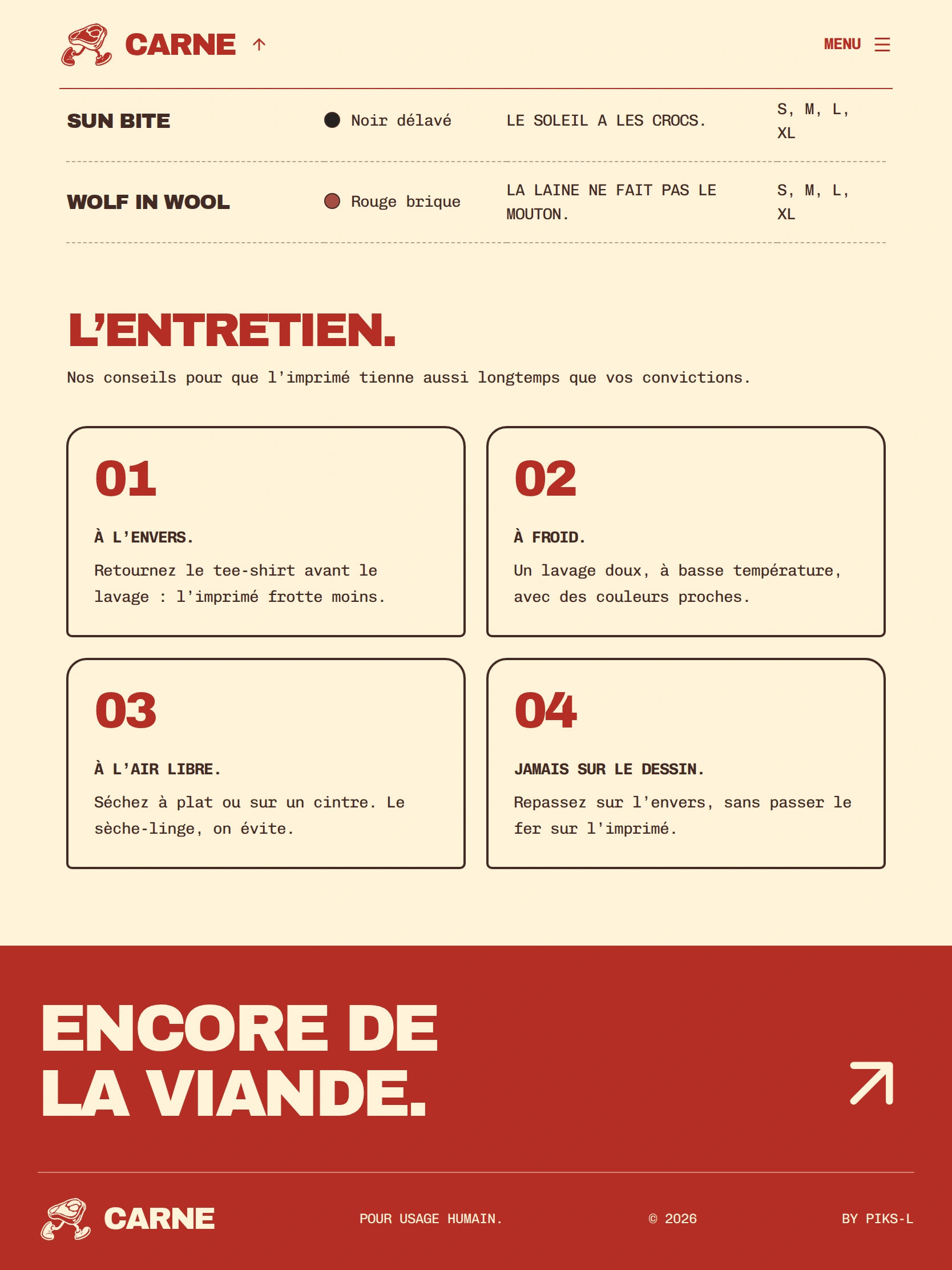 CARNE — Pied de page (tablette)