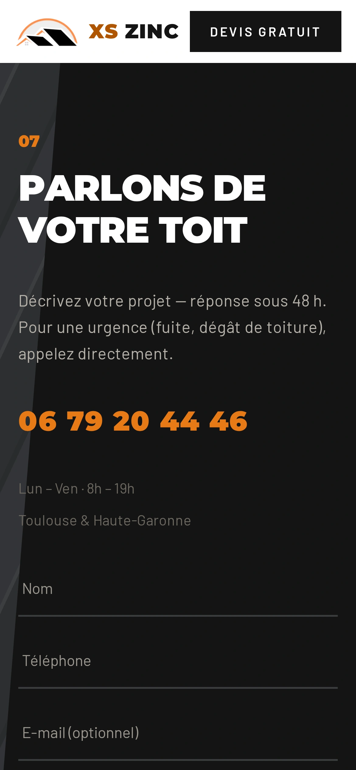XS Zinc — Parlons de votre toit (téléphone)