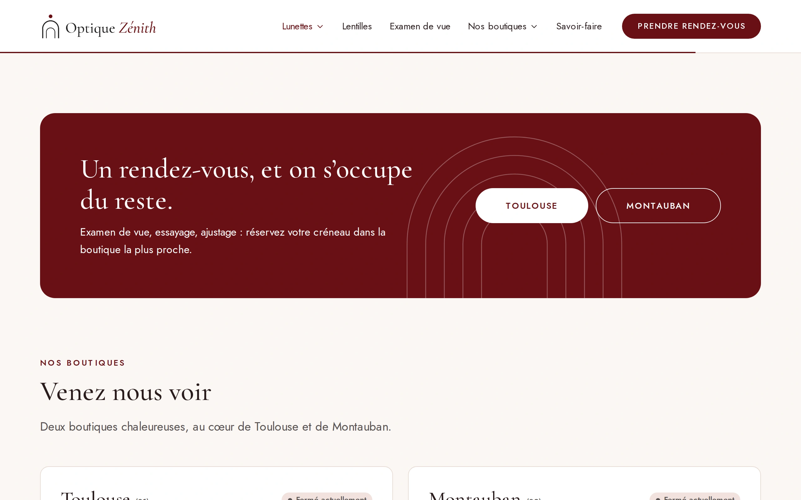 Optique Zénith — Un rendez-vous, et on s’occupe du reste. (écran)