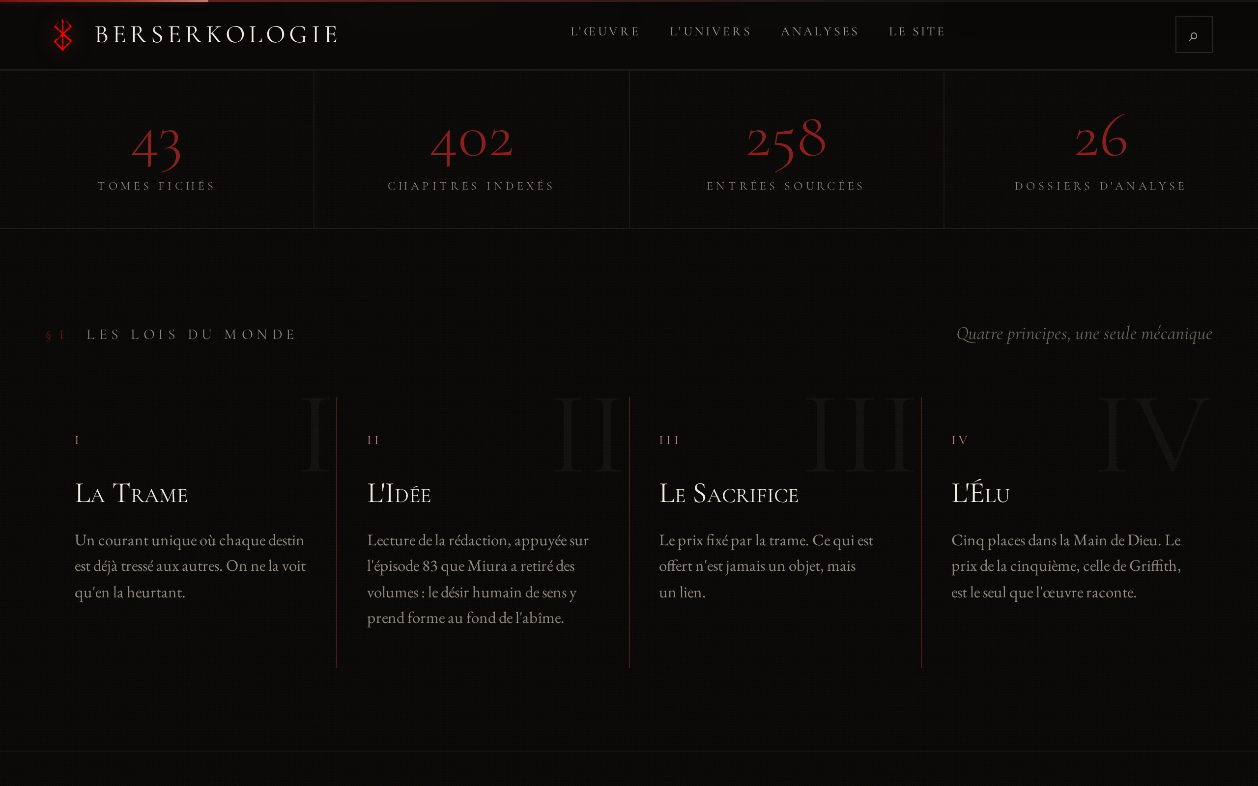 Berserkologie — 43 tomes fichés (écran)