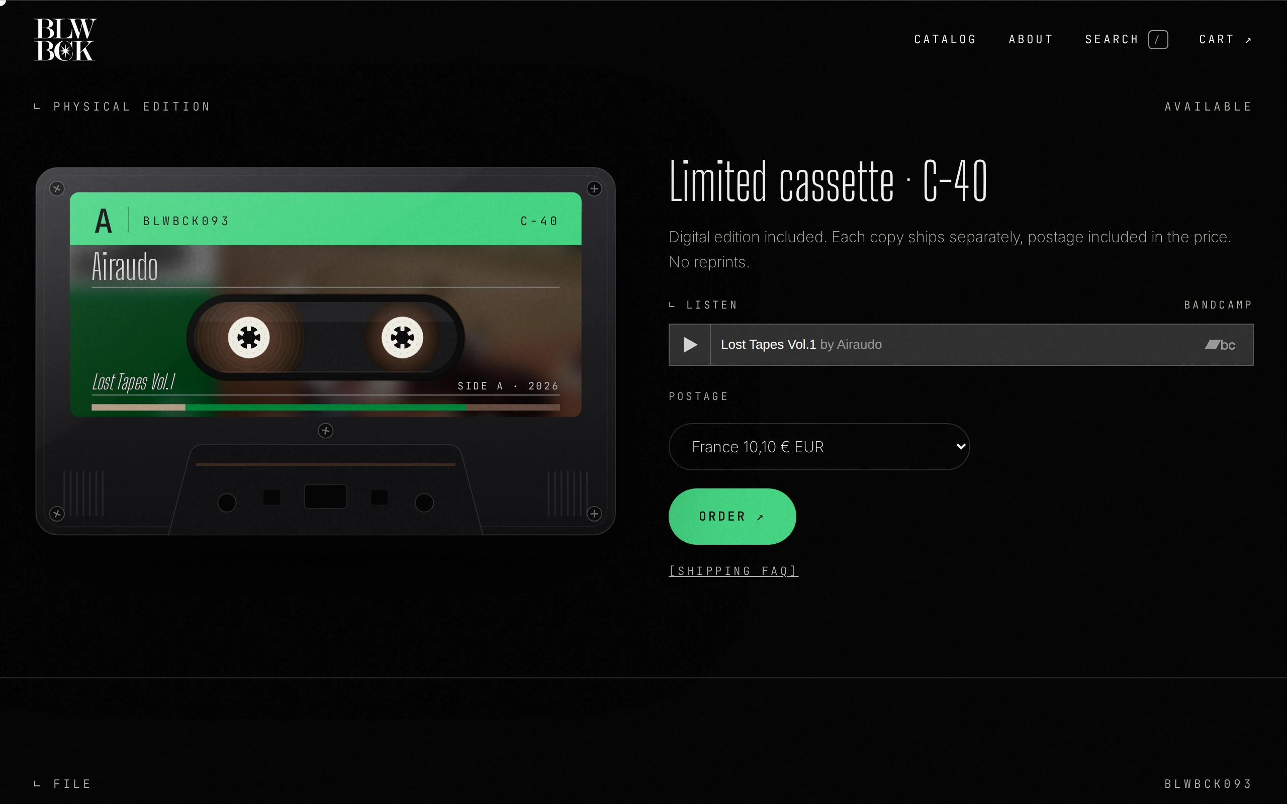 BLWBCK — La cassette (écran)
