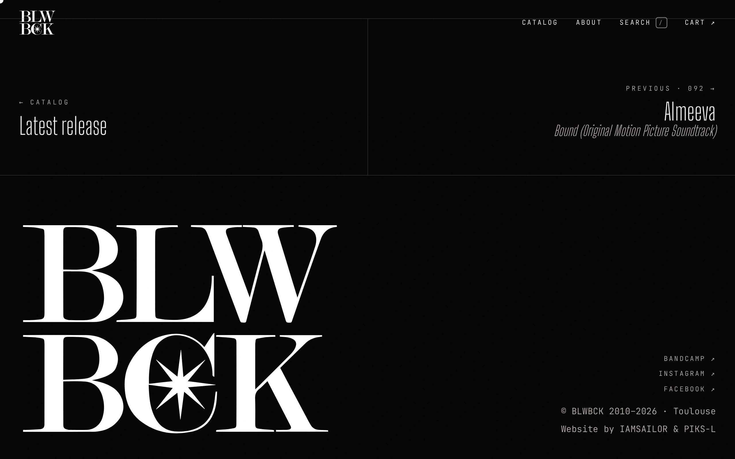 BLWBCK — Pied de page (écran)