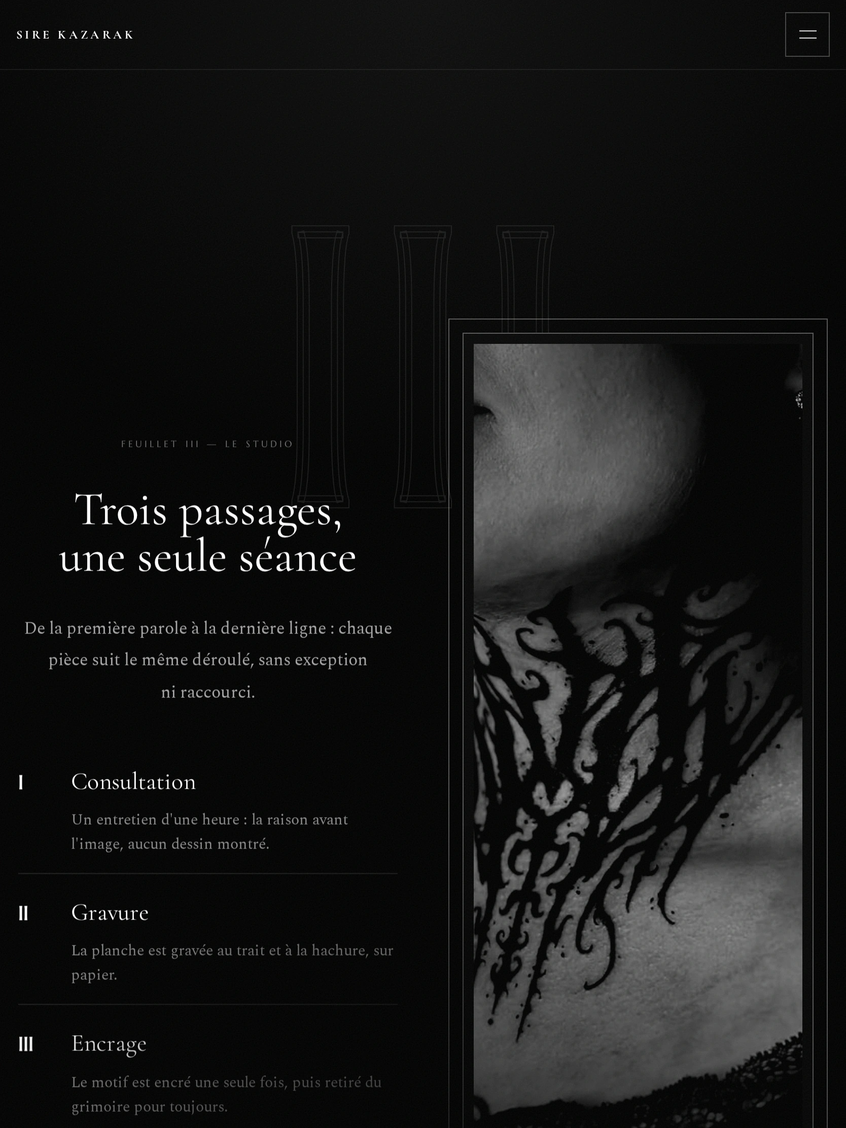 Sire Kazarak — Trois passages, une seule séance (tablette)