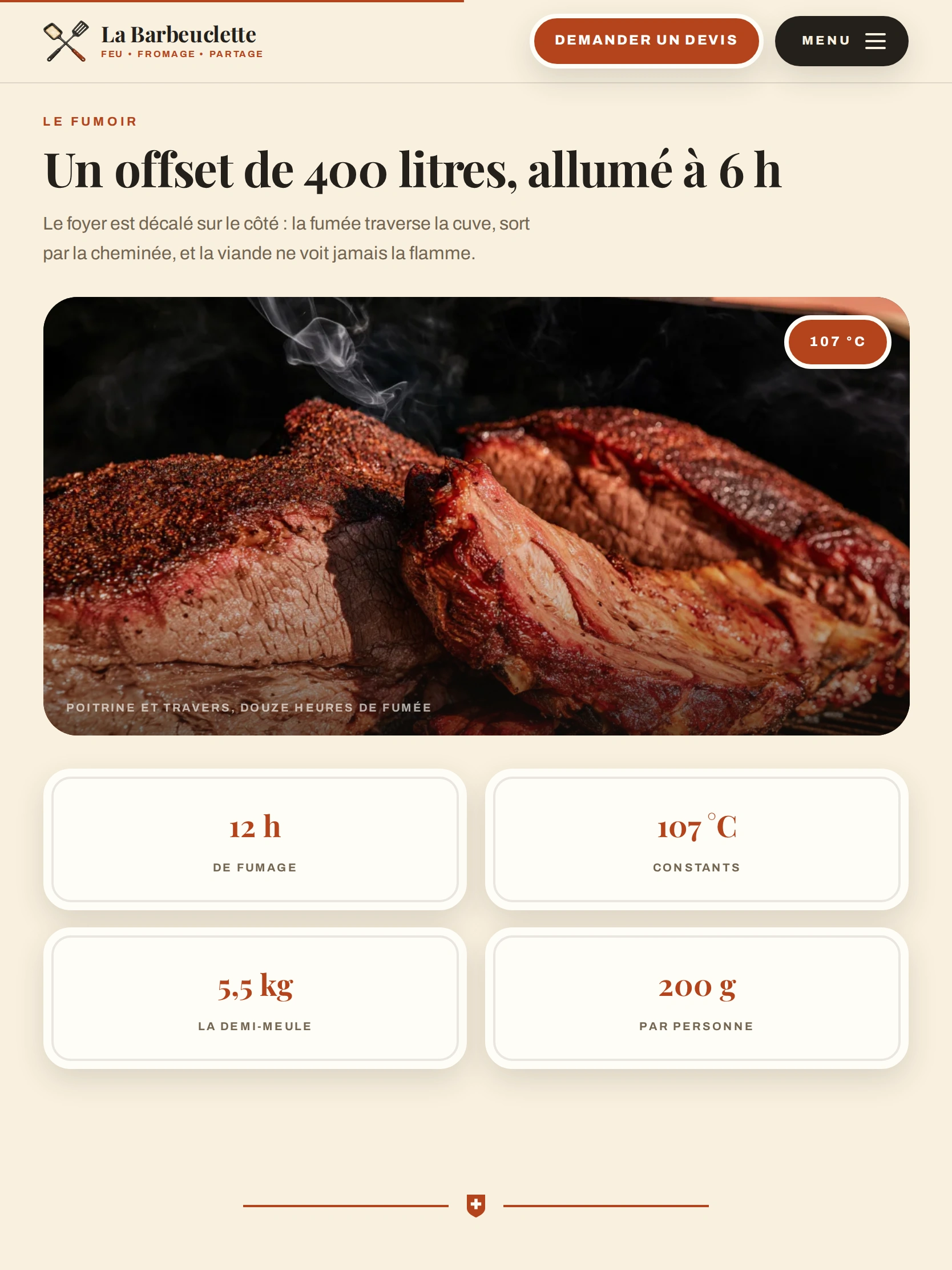 La Barbeuclette — Un offset de 400 litres, allumé à 6 h (tablette)