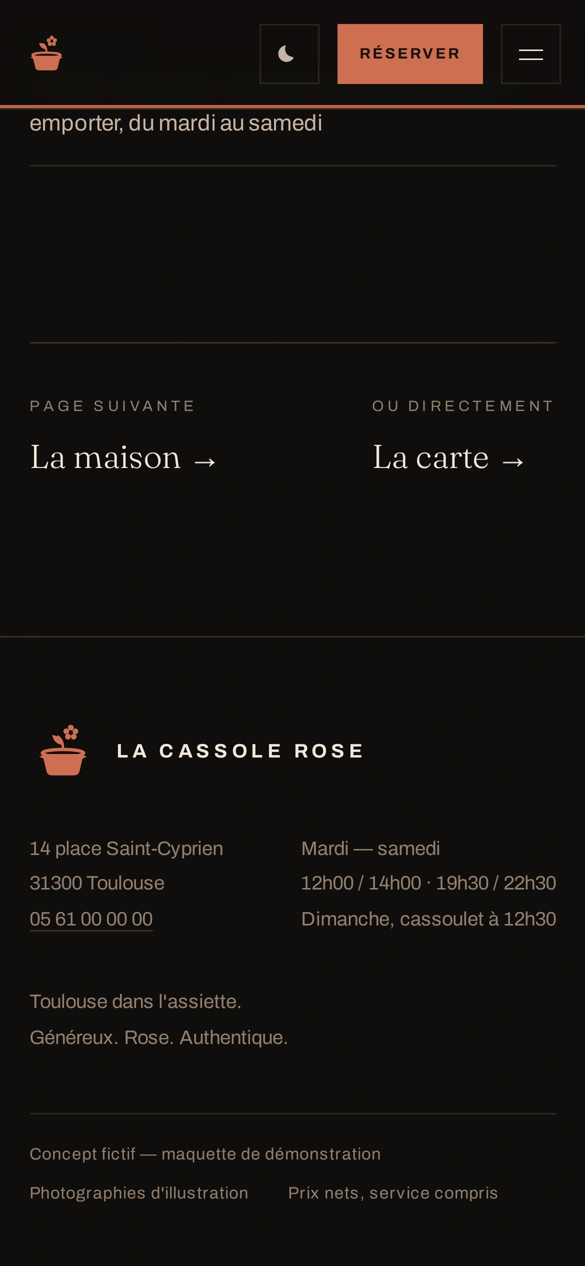 La Cassole Rose — Pied de page (téléphone)