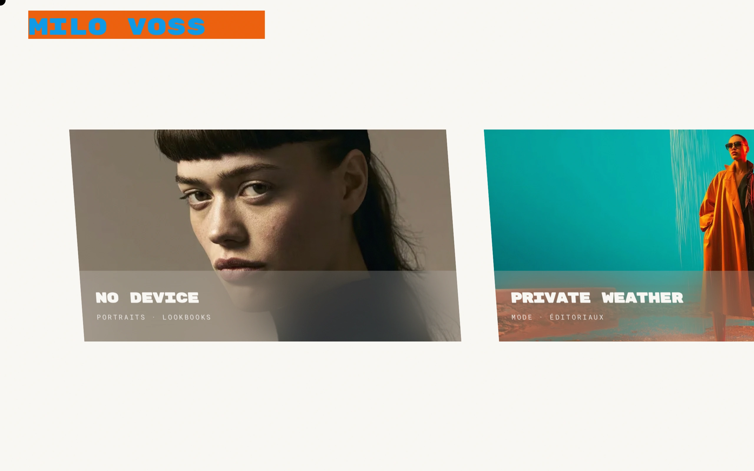 Page d'accueil du site Milo Voss