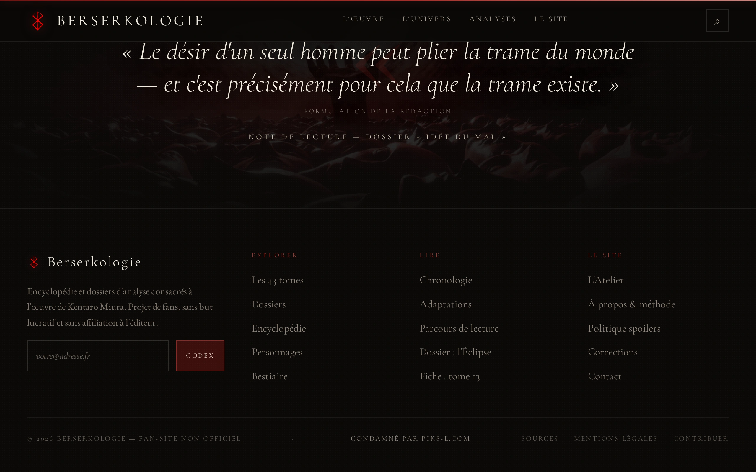 Berserkologie — Pied de page (écran)