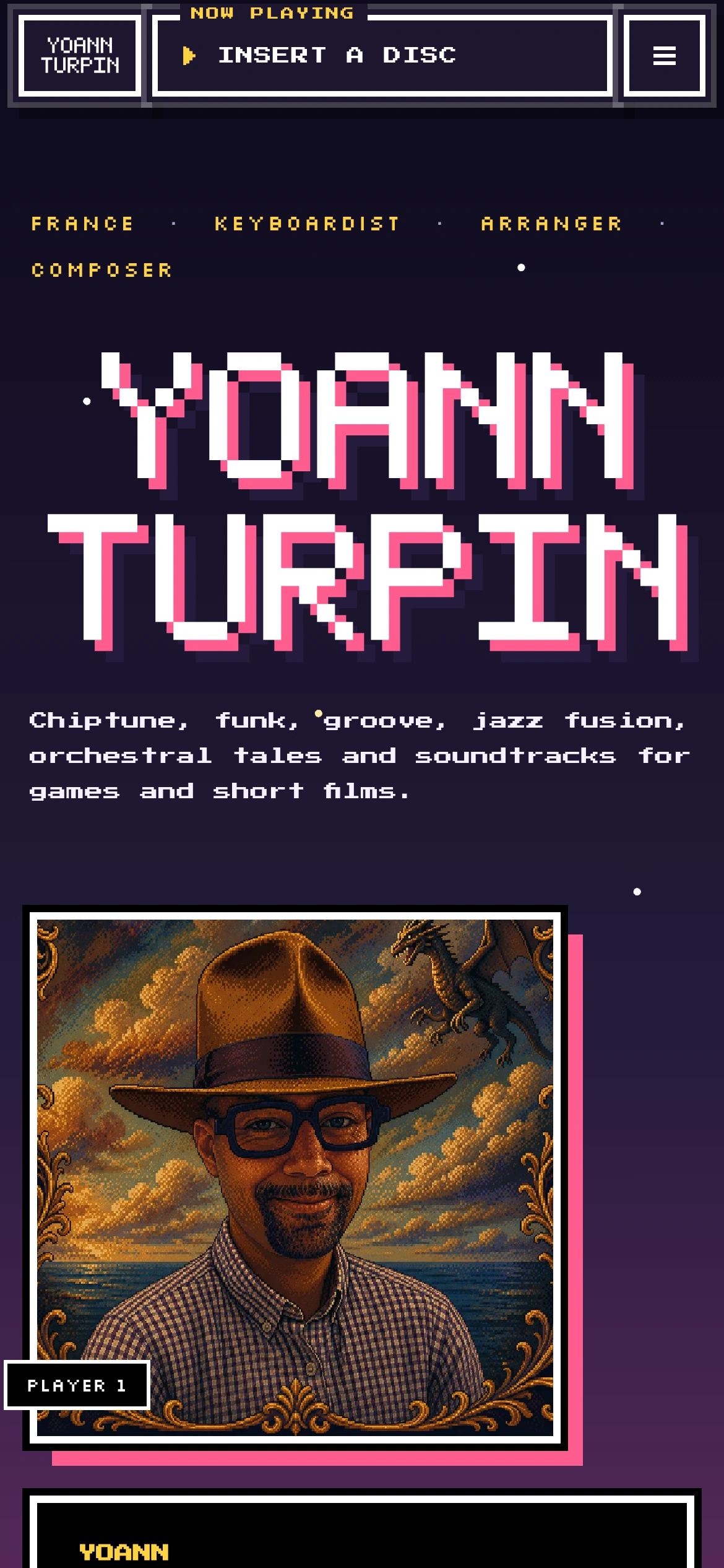 Yoann Turpin — Haut de la page d'accueil (téléphone)