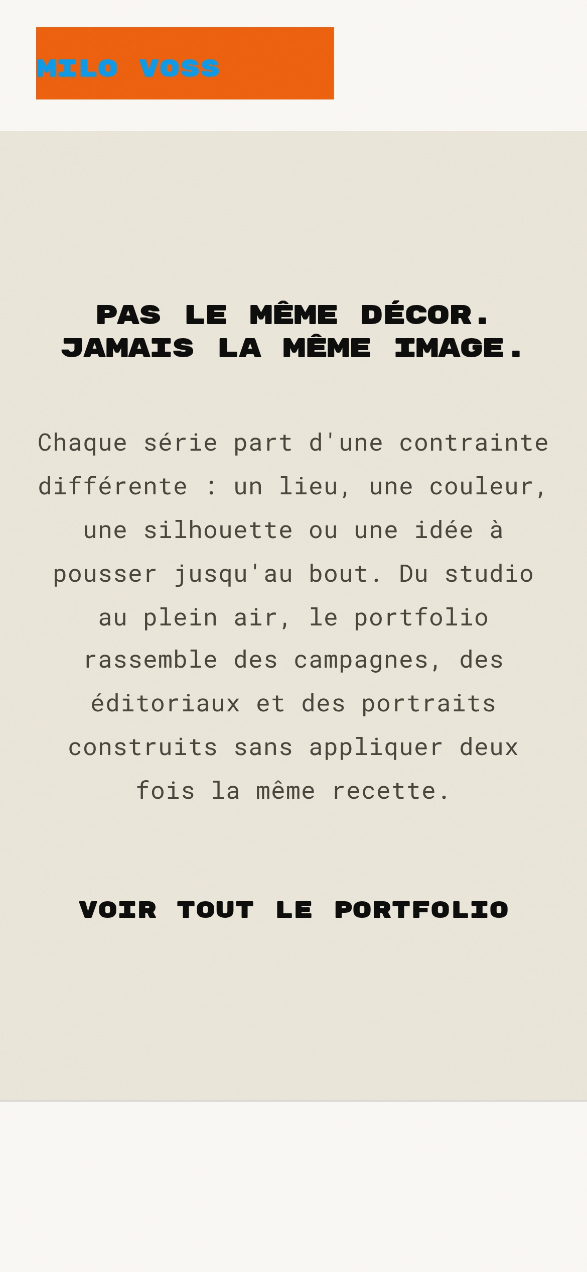 Milo Voss — PAS LE MÊME DÉCOR. JAMAIS LA MÊME IMAGE. (téléphone)