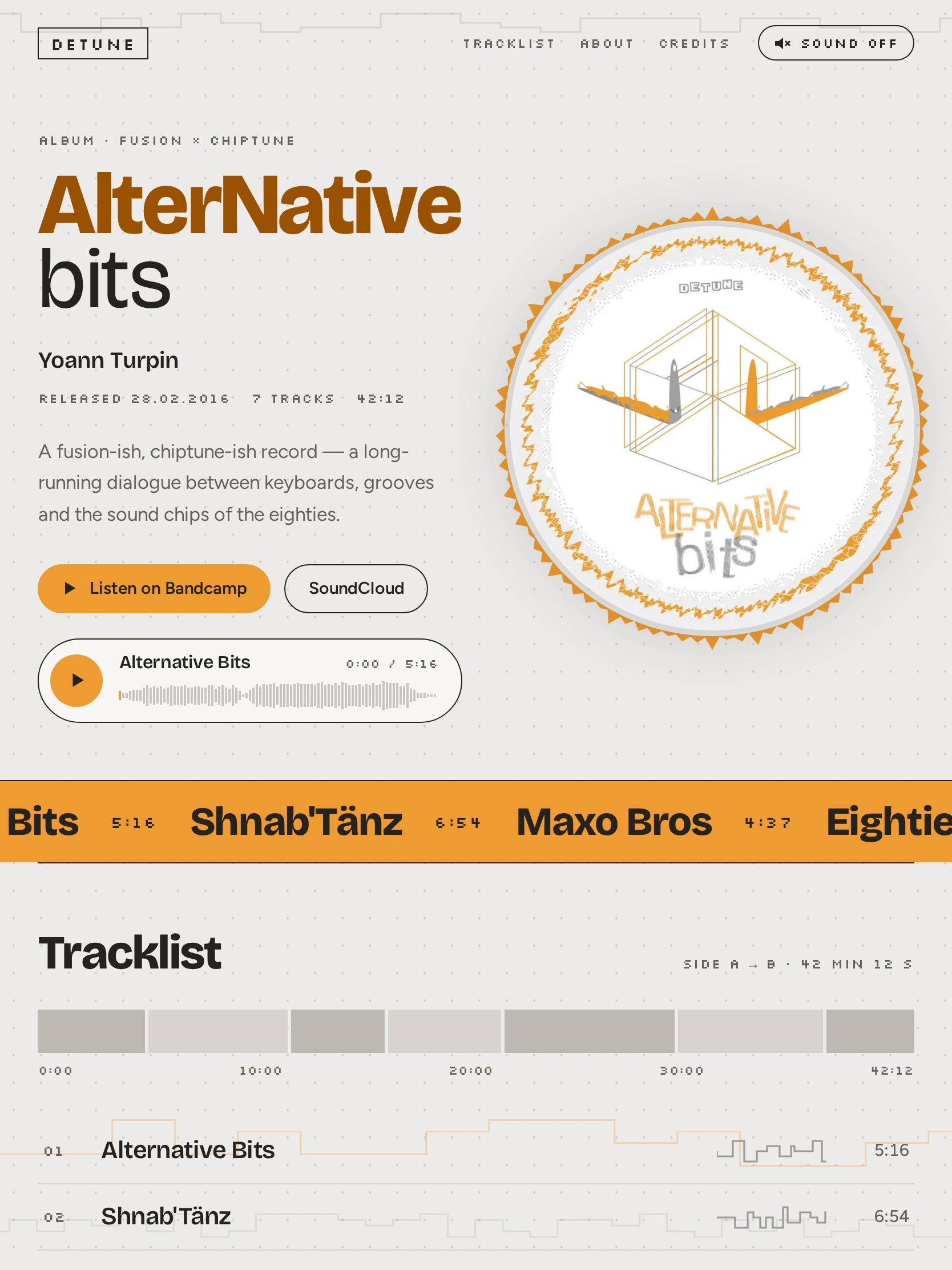 AlterNative bits — Haut de la page d'accueil (tablette)