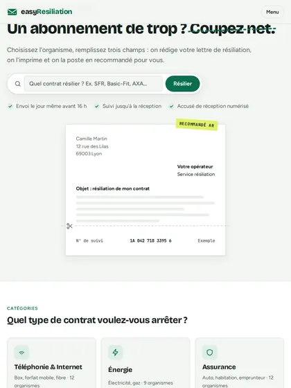 easyResiliation — vue 1 en tablette