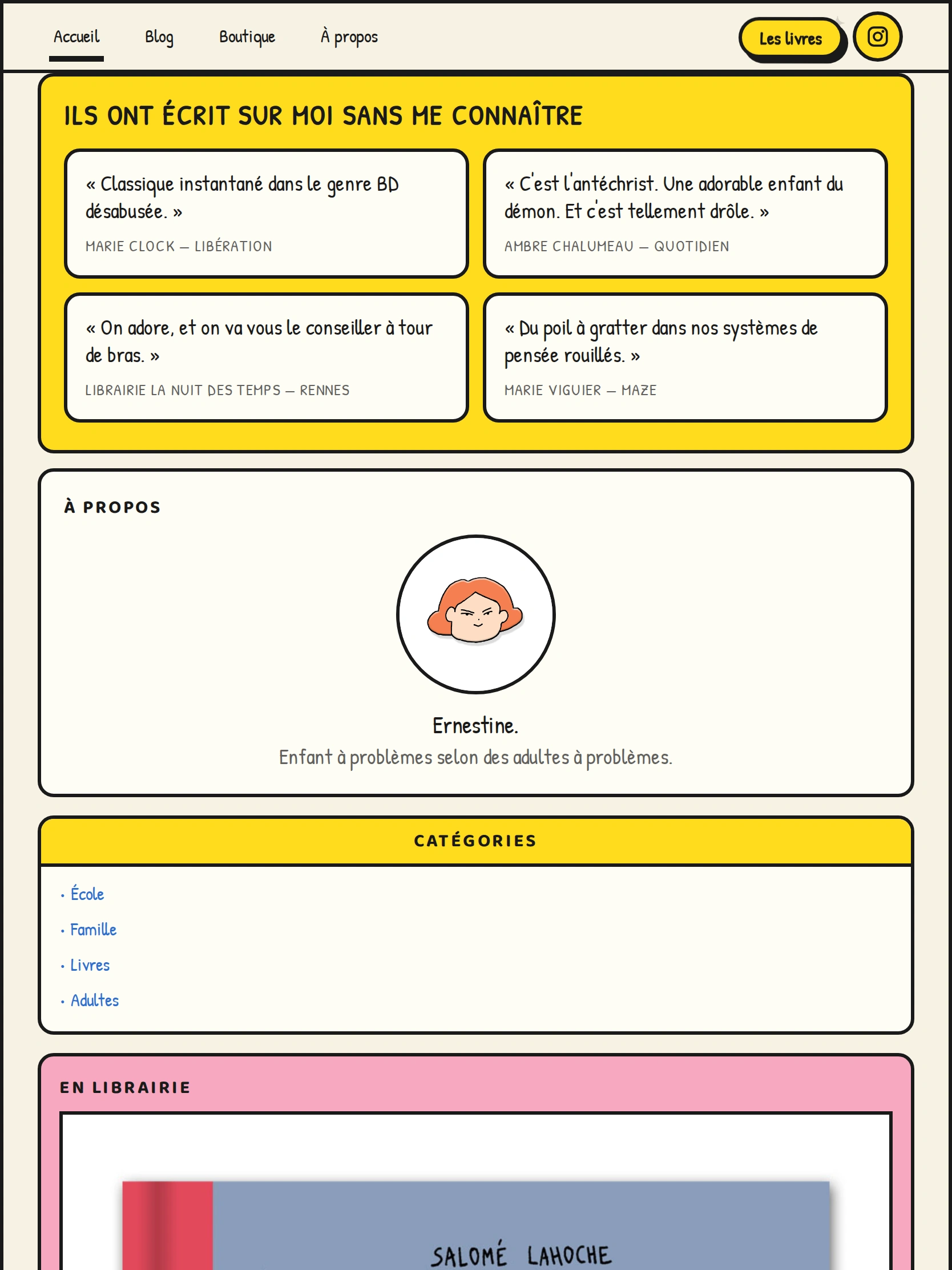 Ernestine — ILS ONT ÉCRIT SUR MOI SANS ME CONNAÎTRE (tablette)
