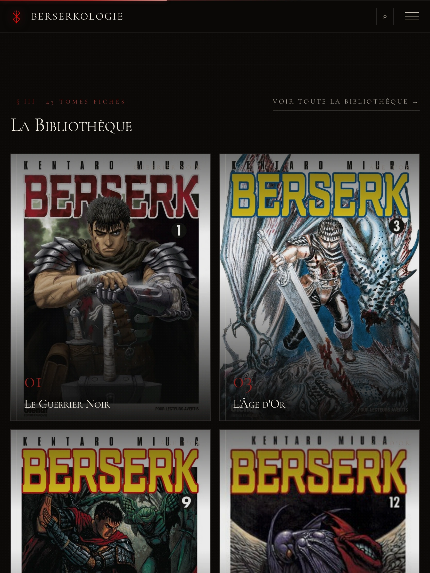 Berserkologie — La Bibliothèque (tablette)