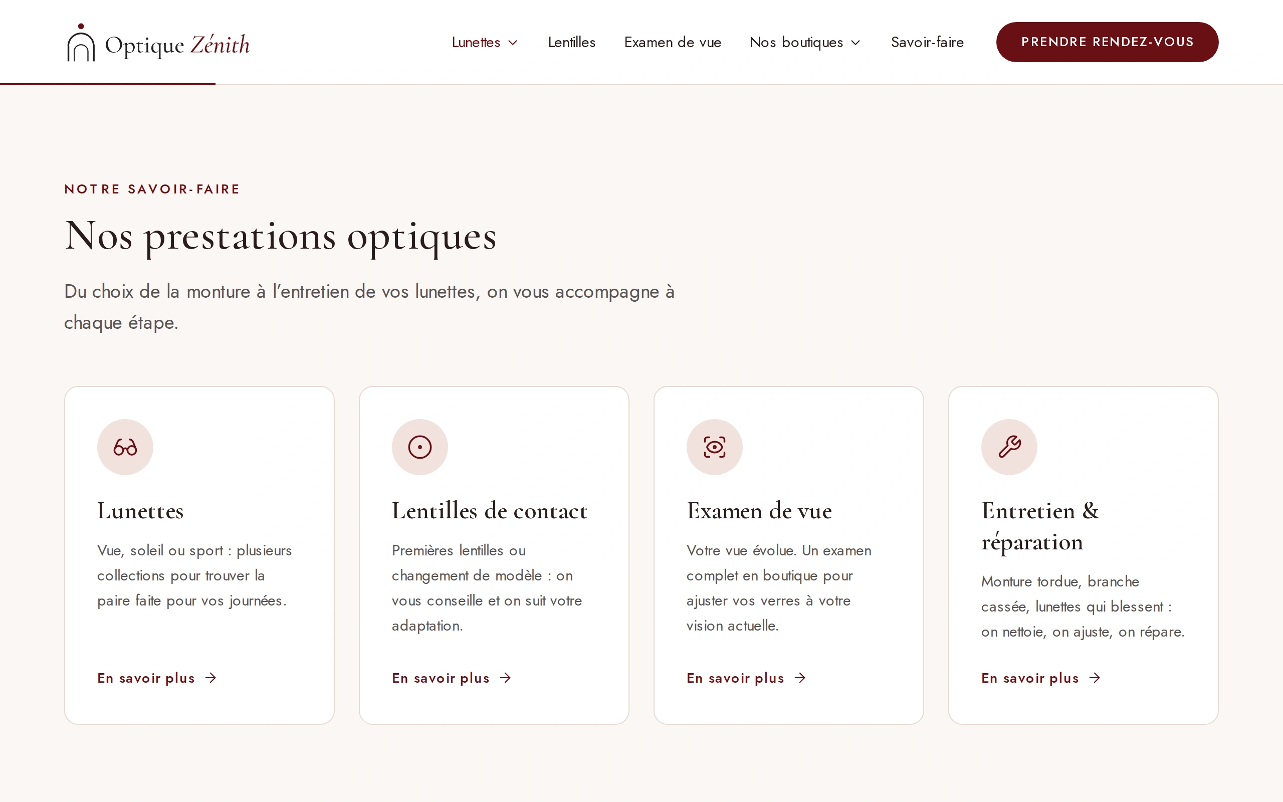 Optique Zénith — Nos prestations optiques (écran)