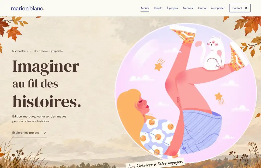 Page d'accueil du site Marion Blanc