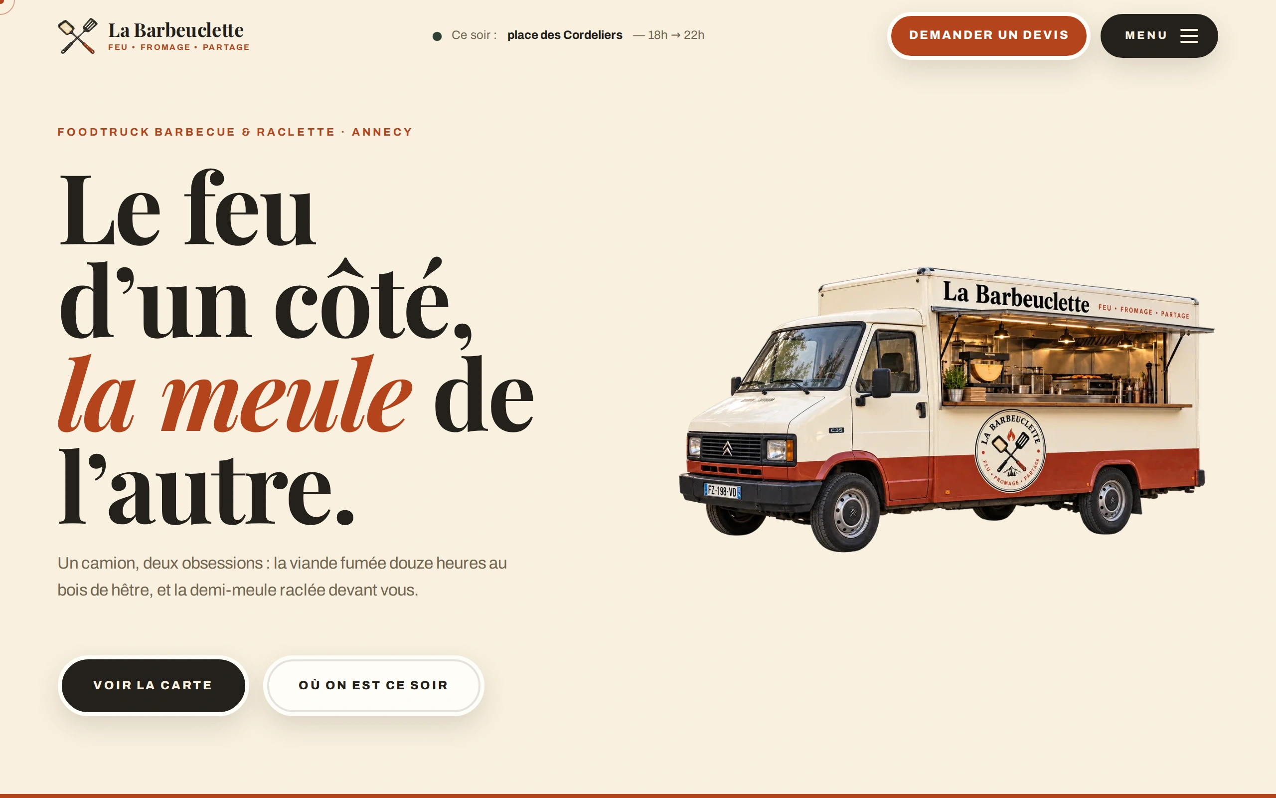 La Barbeuclette — Haut de la page d'accueil (écran)