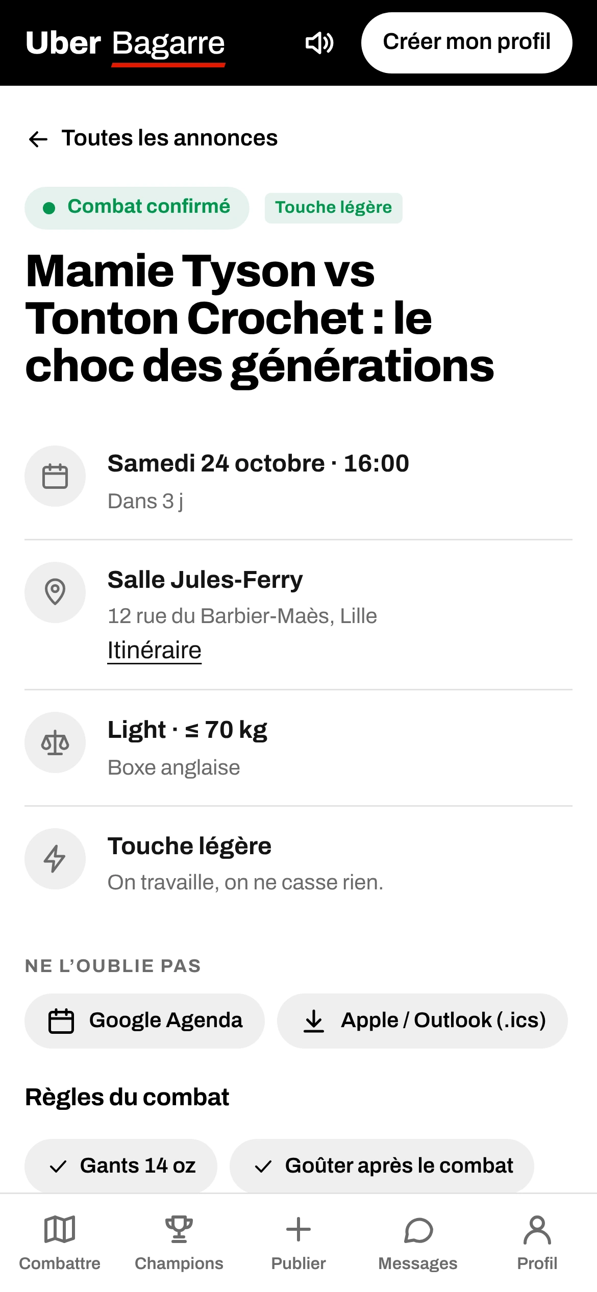 Uber Bagarre — Un combat confirmé (téléphone)