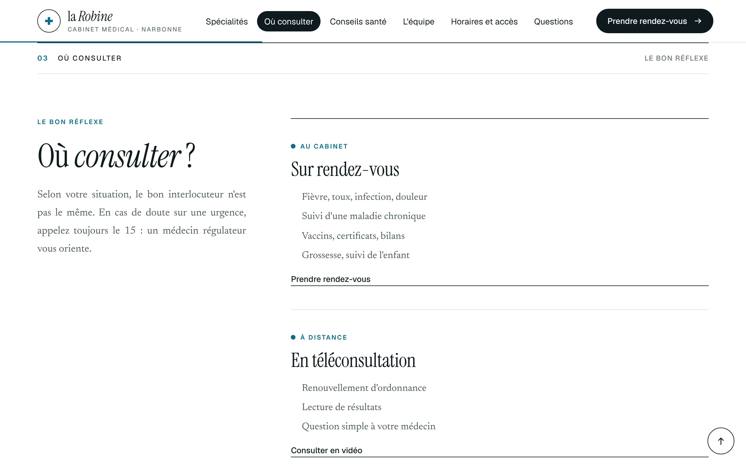 Cabinet de la Robine — Où consulter (écran)