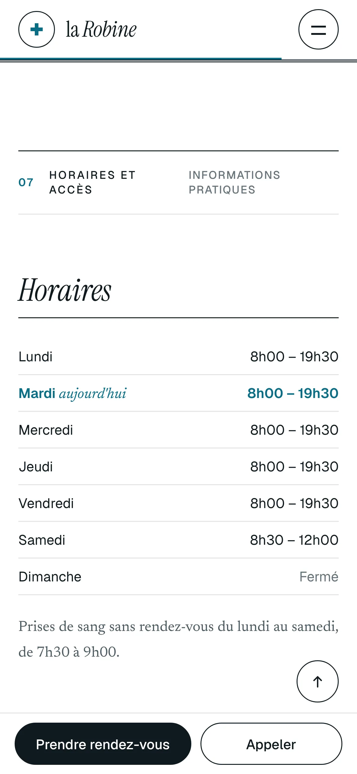 Cabinet de la Robine — Horaires et accès (téléphone)