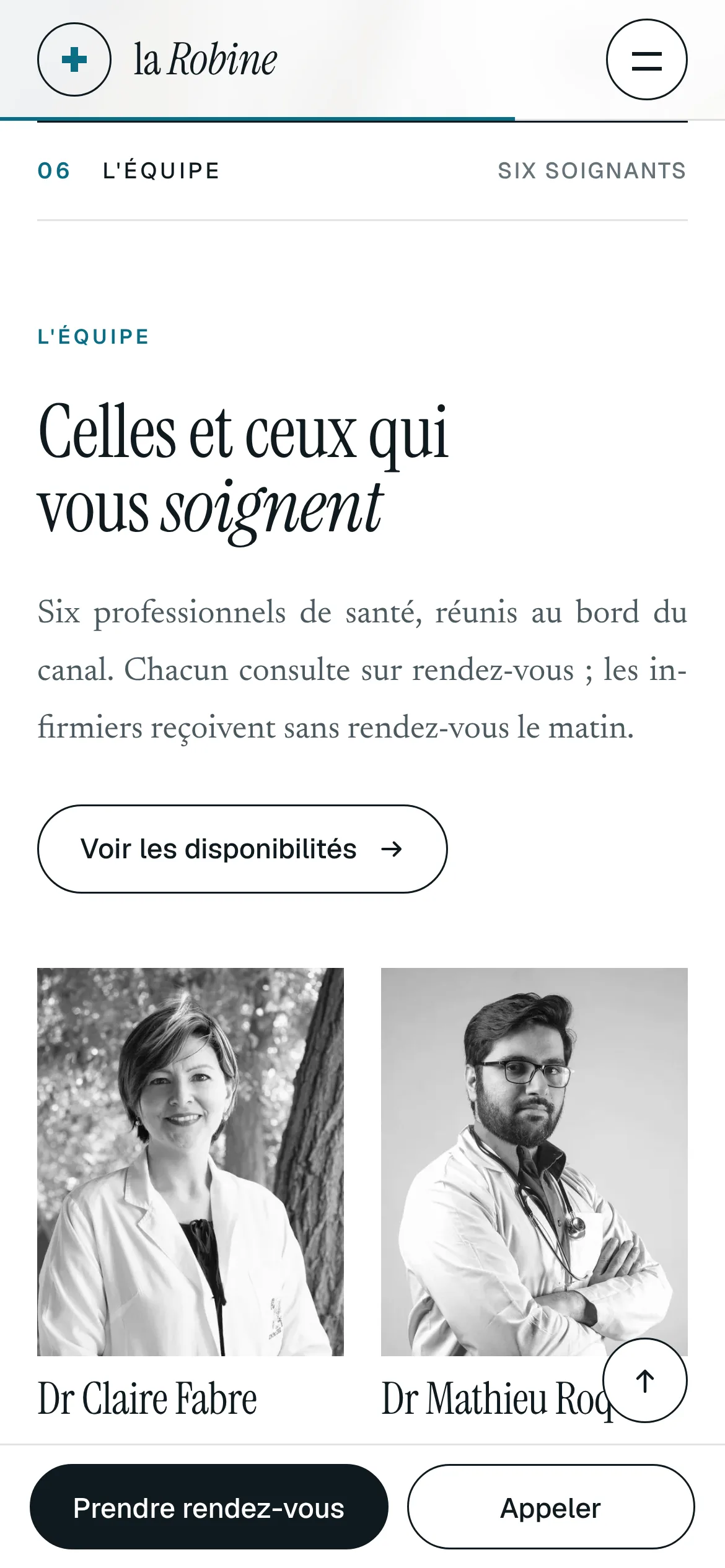 Cabinet de la Robine — L’équipe (téléphone)
