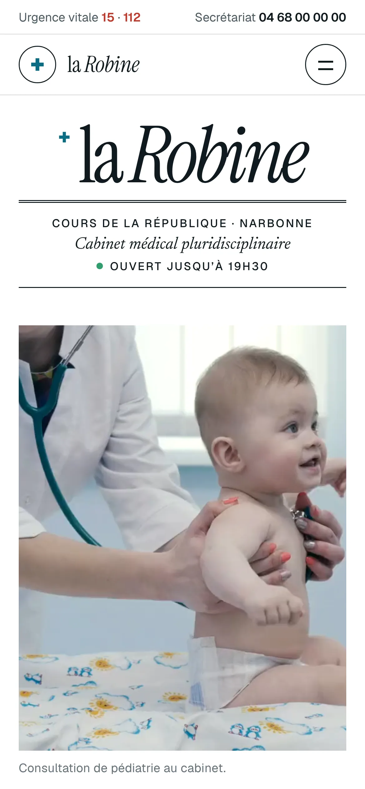 Cabinet de la Robine — Haut de la page d’accueil (téléphone)