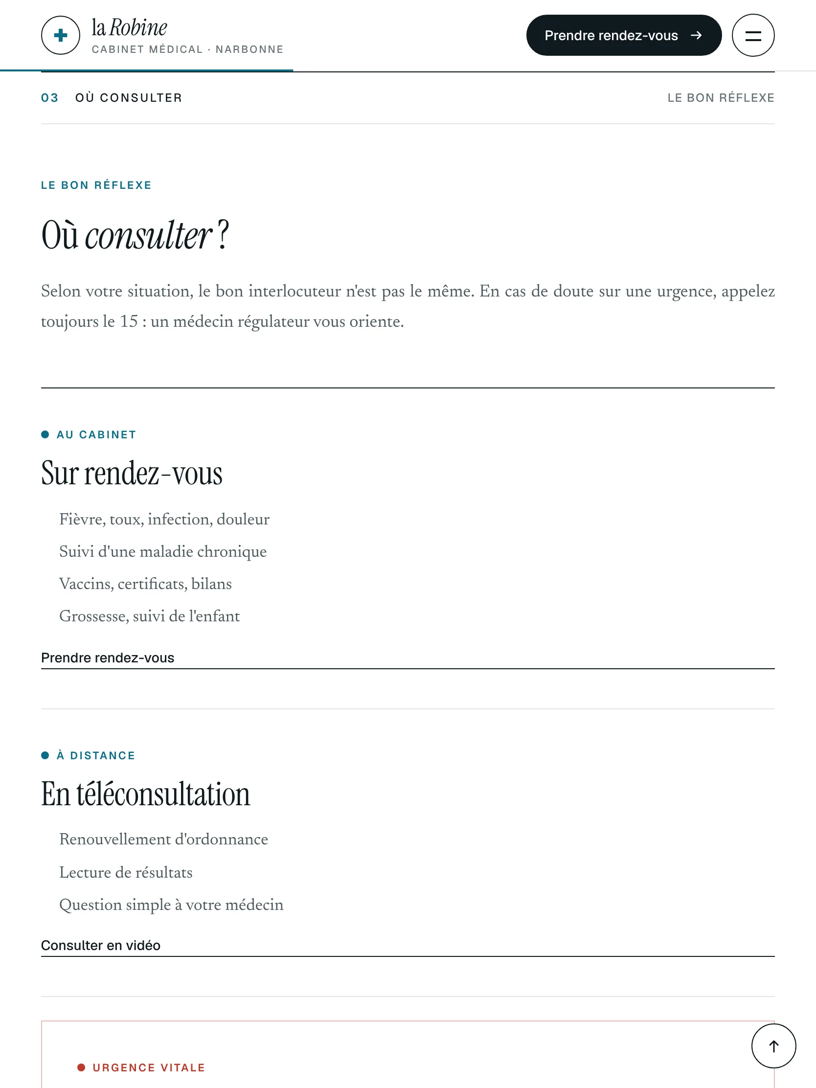 Cabinet de la Robine — Où consulter (tablette)