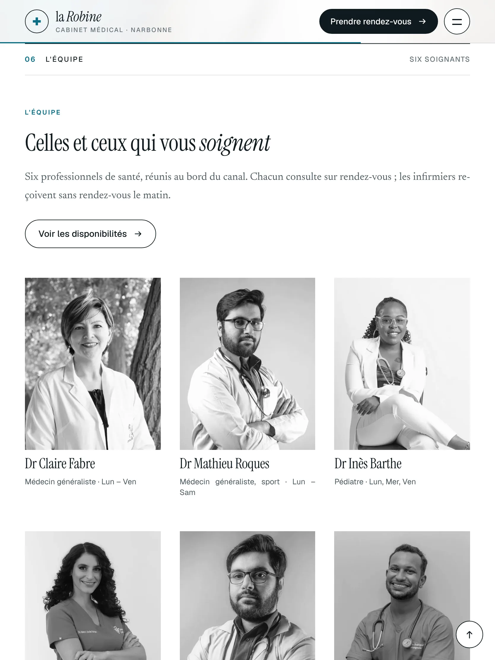 Cabinet de la Robine — L’équipe (tablette)