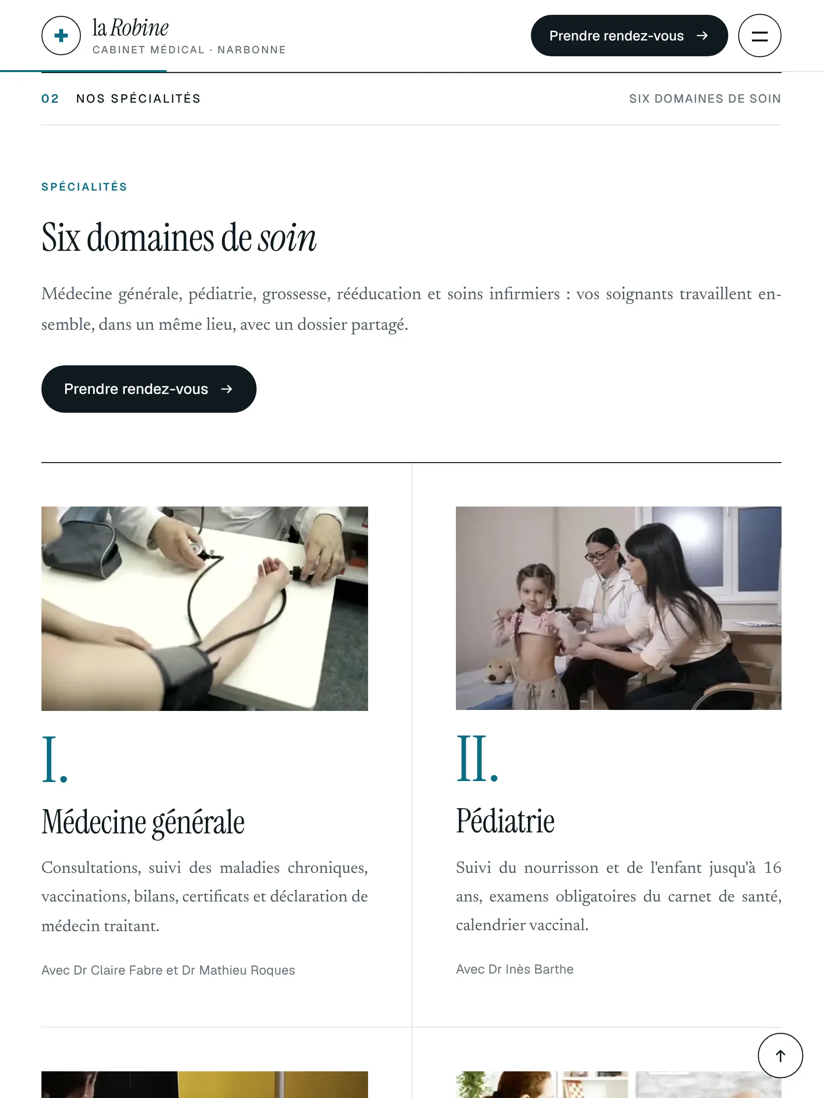 Cabinet de la Robine — Les spécialités en vidéo (tablette)
