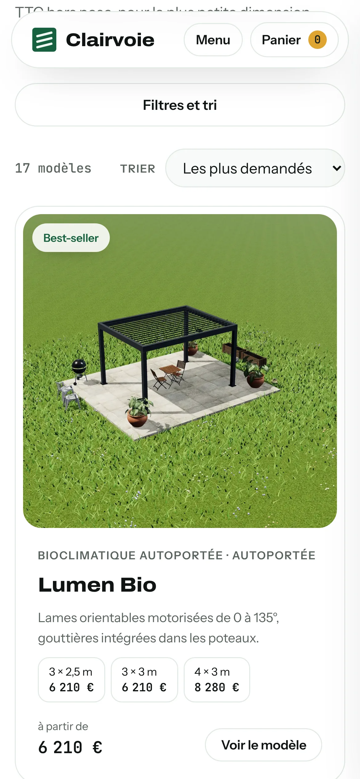 Clairvoie — Le catalogue filtrable (téléphone)