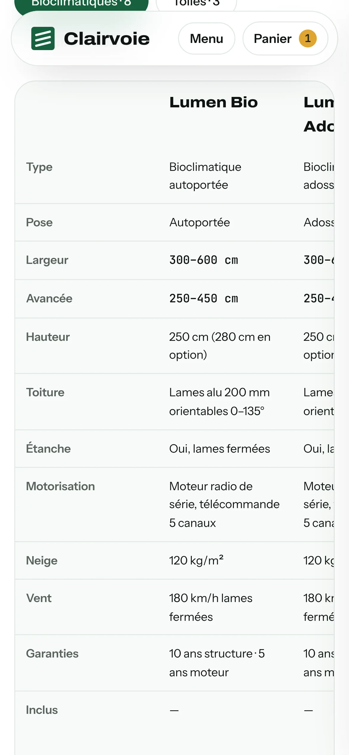 Clairvoie — Le comparatif par famille (téléphone)