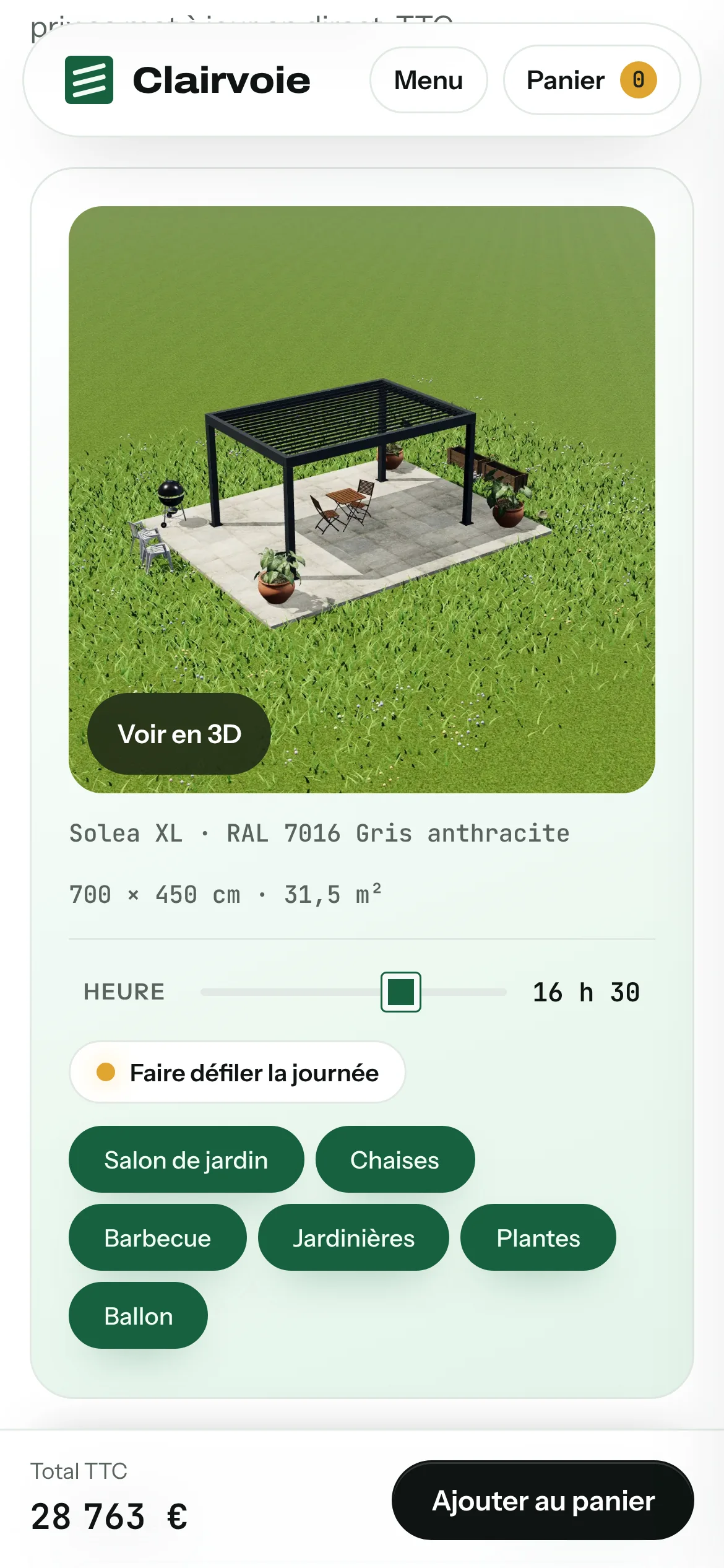 Clairvoie — Le configurateur et son prix en direct (téléphone)