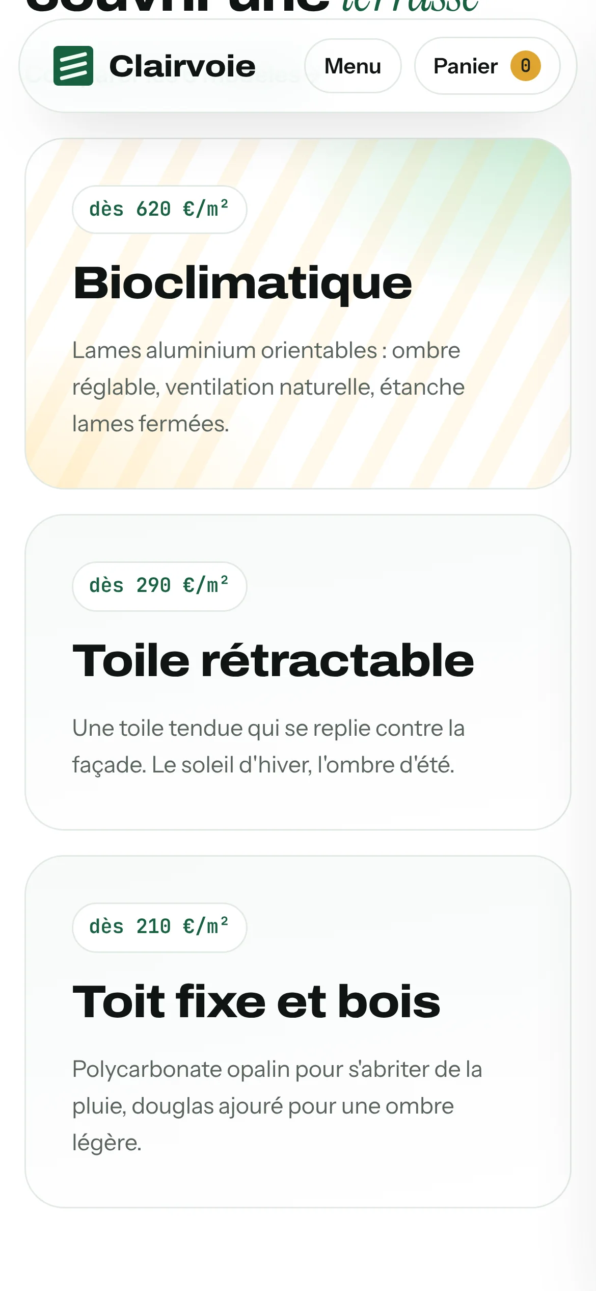 Clairvoie — Les trois gammes et les modèles phares (téléphone)