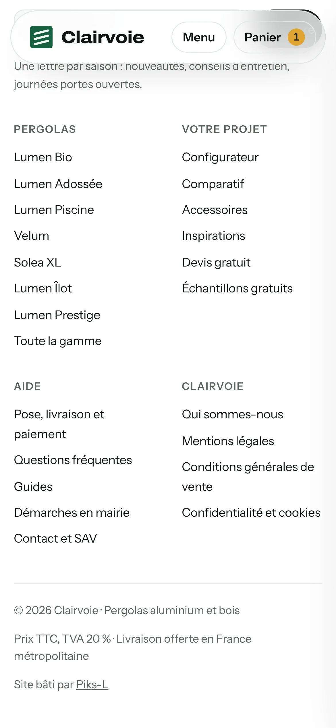 Clairvoie — Pied de page (téléphone)