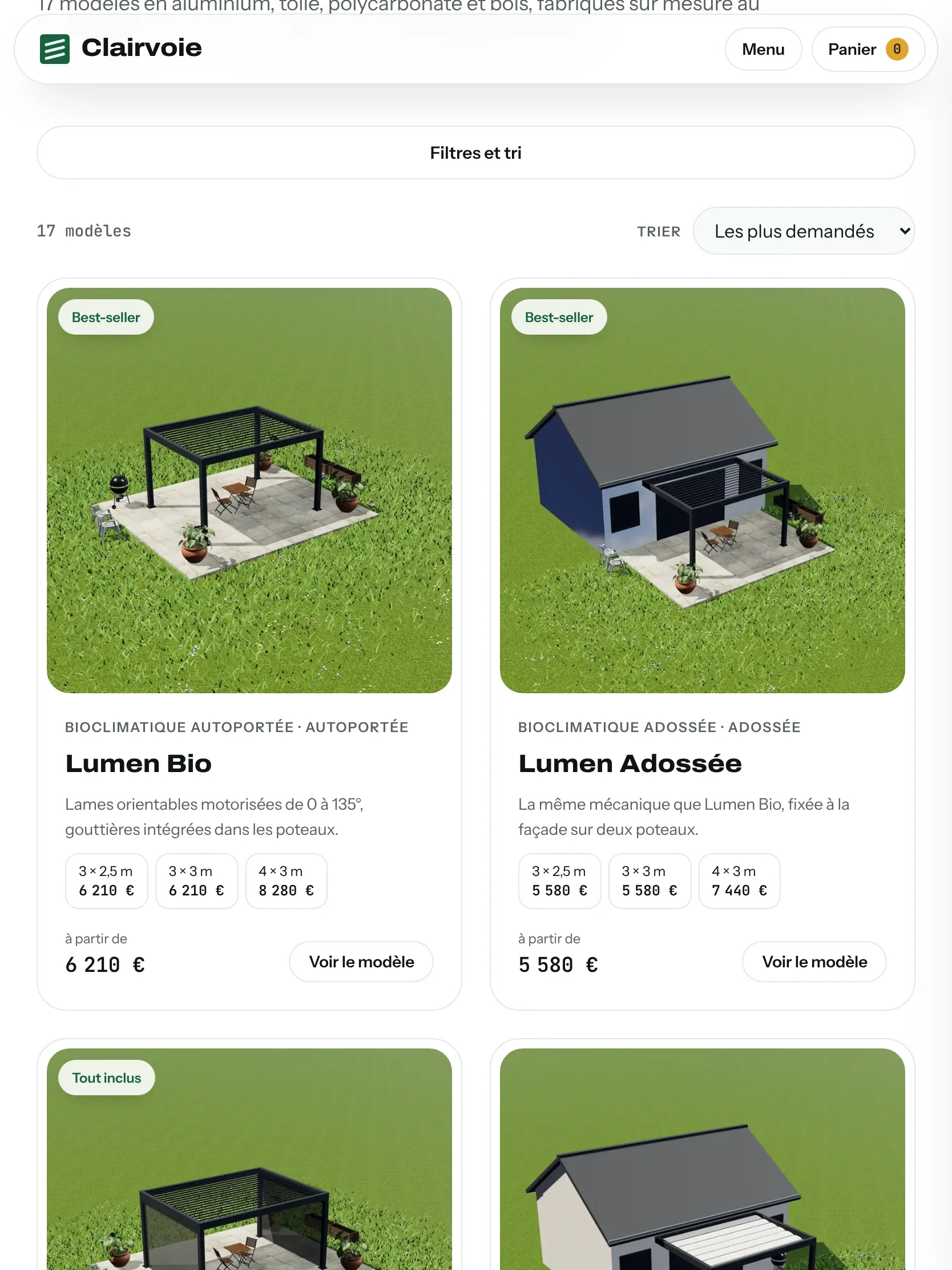 Clairvoie — Le catalogue filtrable (tablette)