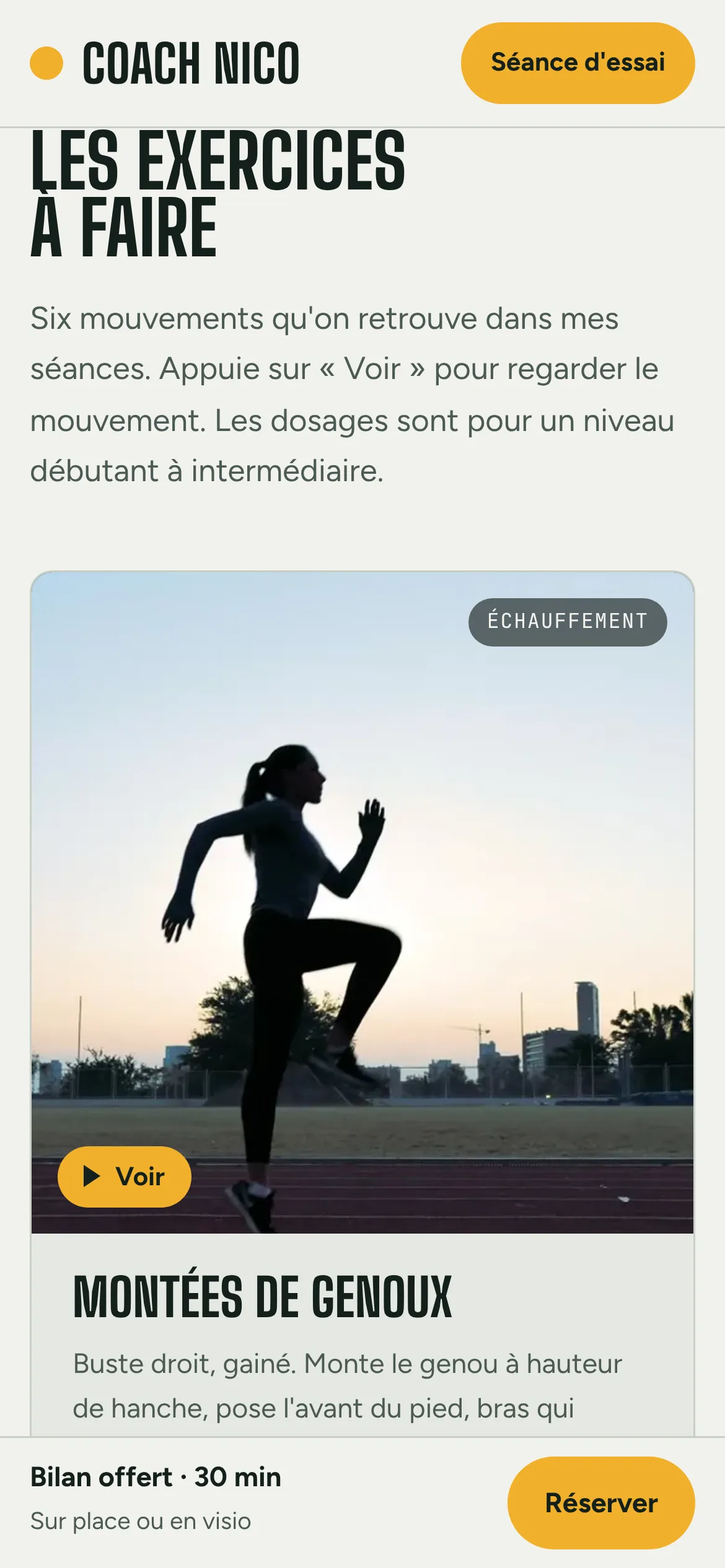 Coach Nico — Les exercices en vidéo (téléphone)