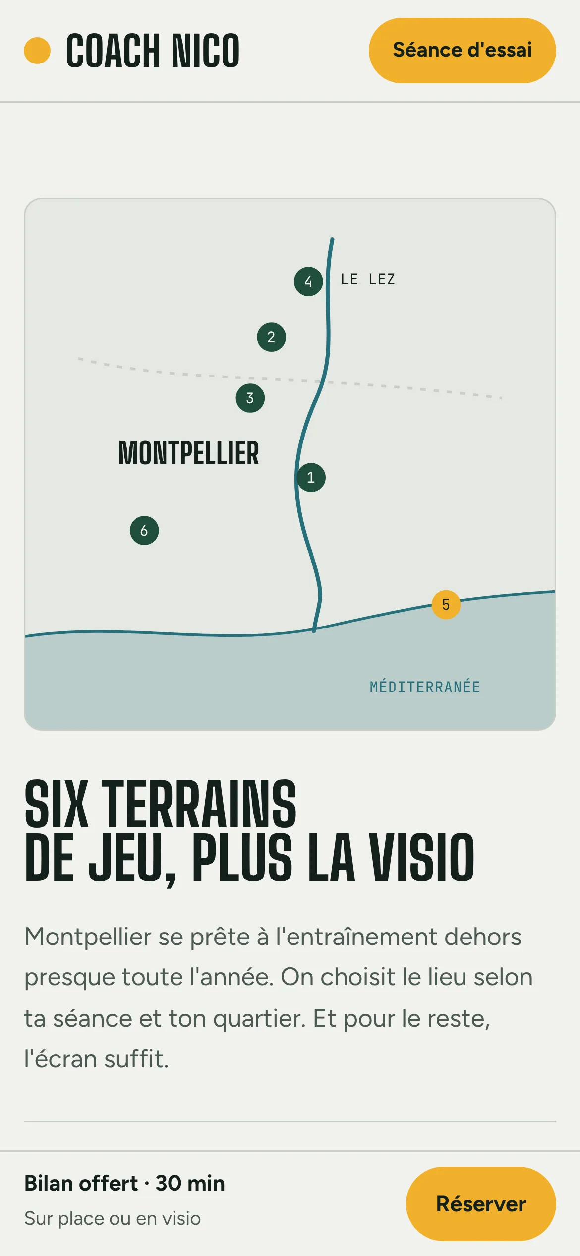 Coach Nico — Les lieux d’entraînement (téléphone)