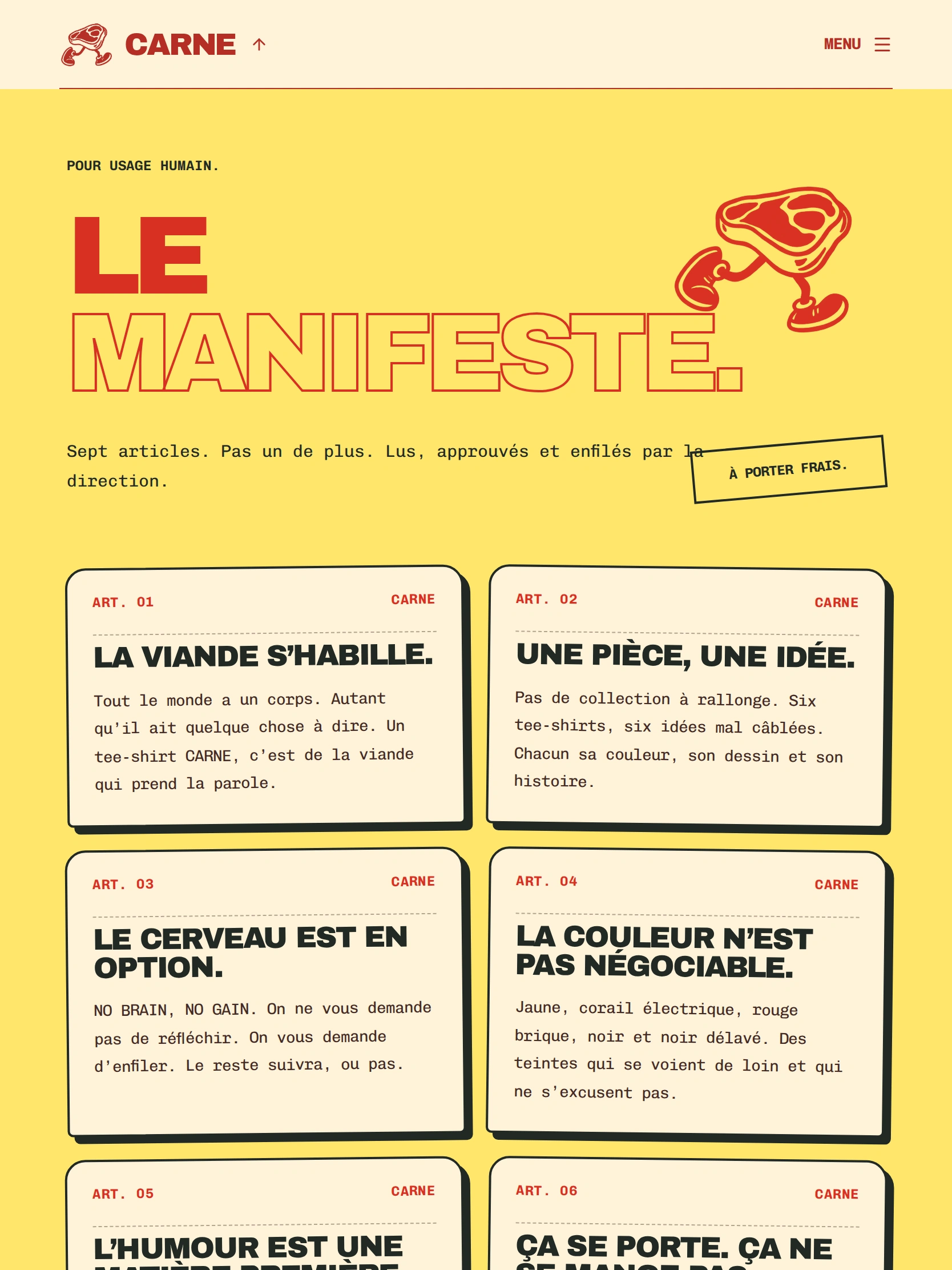 CARNE — Le manifeste (tablette)