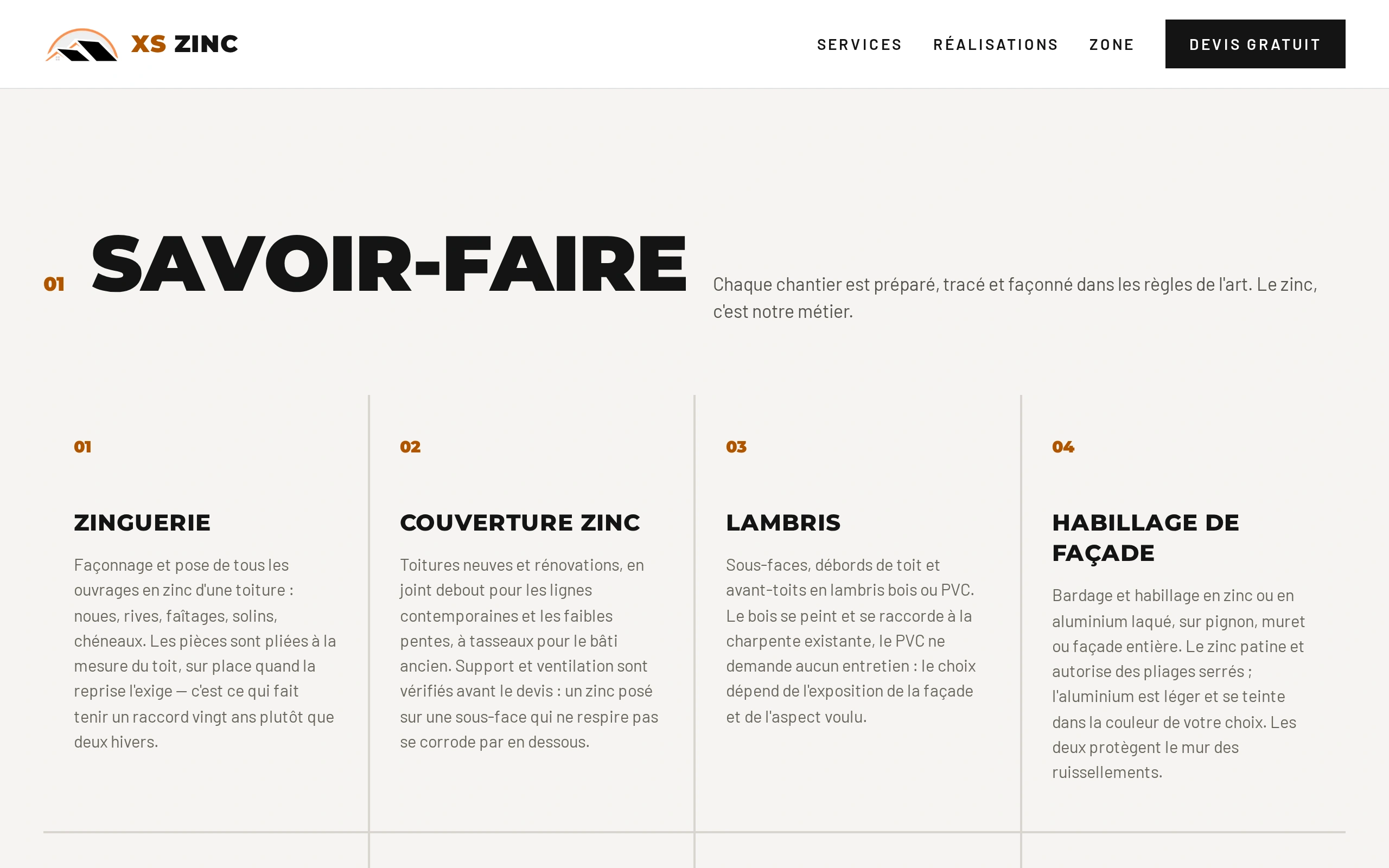 XS Zinc — Savoir-faire (écran)