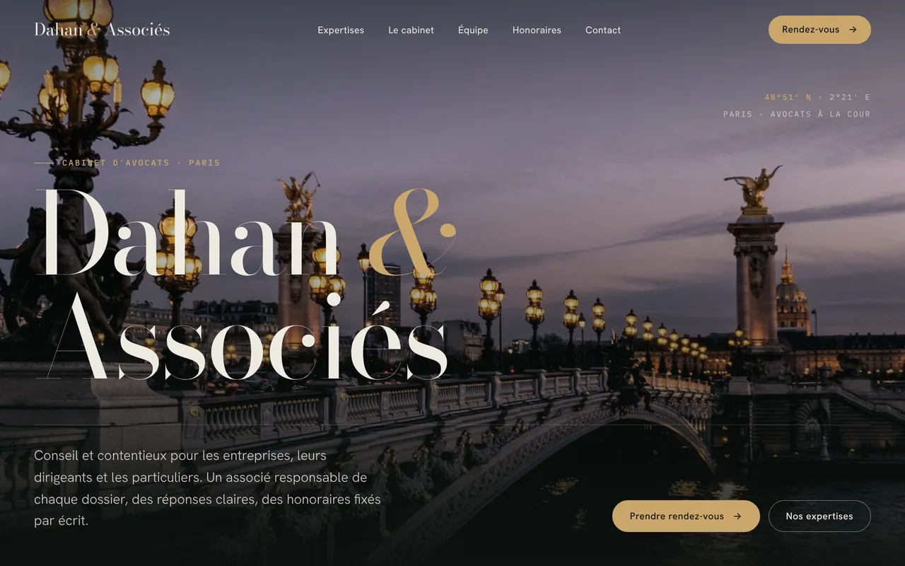 Page d'accueil du site Dahan & Associés